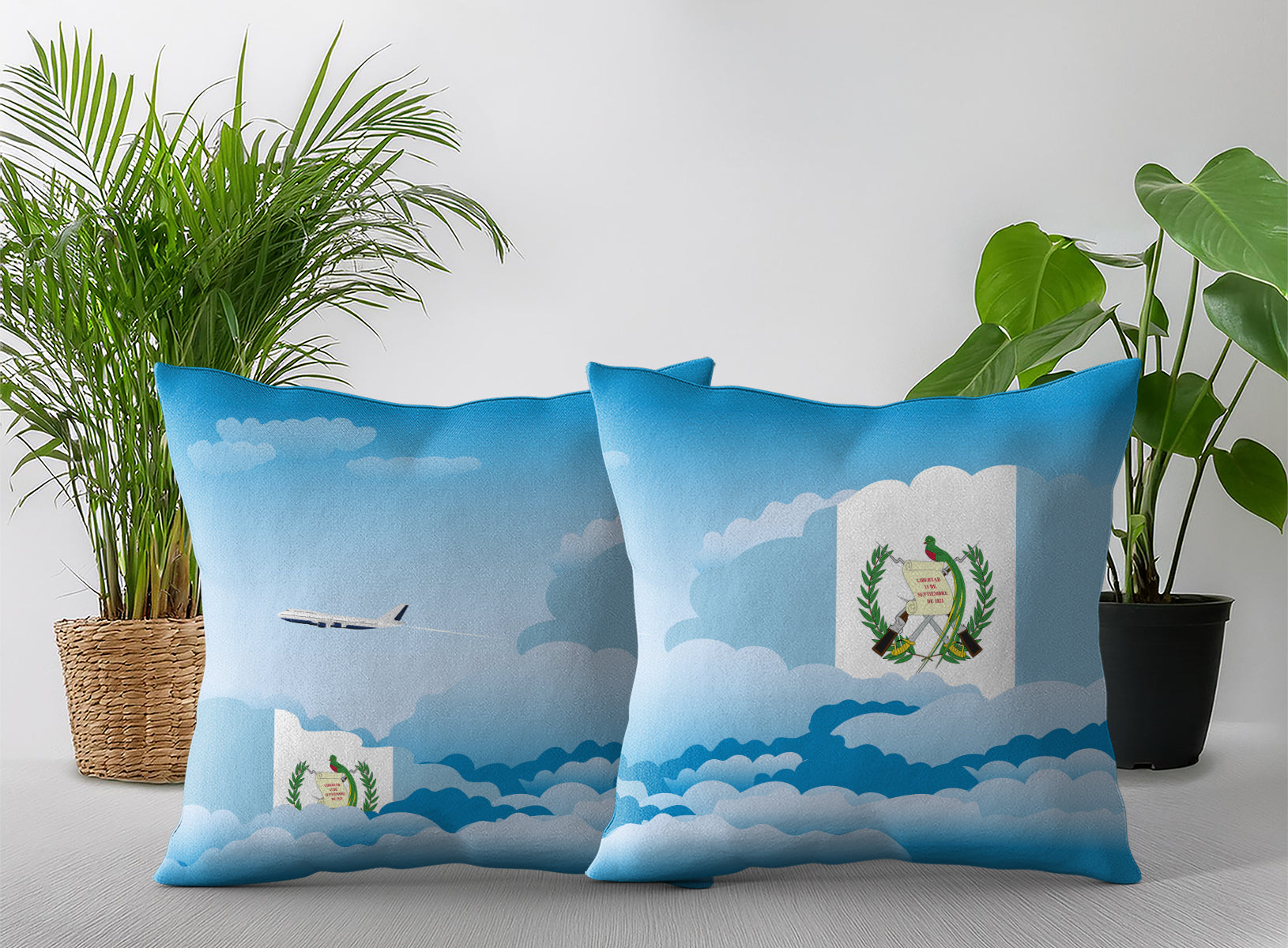 Guatemala World Airplane Day Clouds Square & Rectangle Pillow Cases | Aviation Decorative Pillow Covers