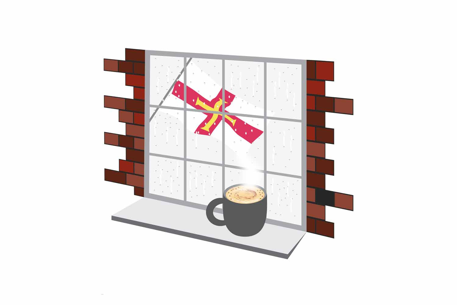 Guernsey Coffee Rain Window Fridge Magnet