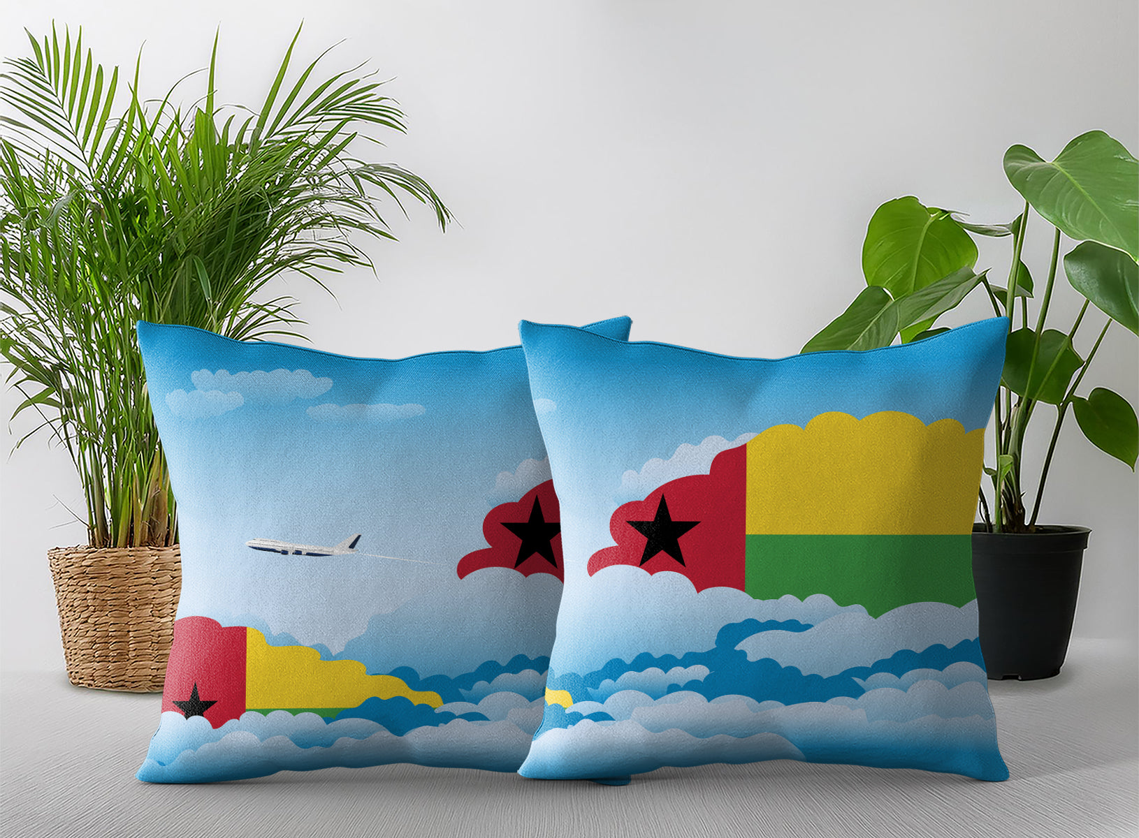 Guinea Bissau Day Clouds Pillow Case and Pillow Throw