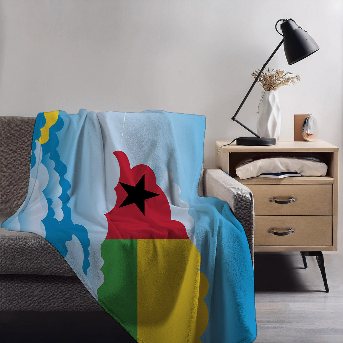 Guinea Bissau Day Clouds Blankets & Throws | Soft Premium Blankets | City Posters Plus