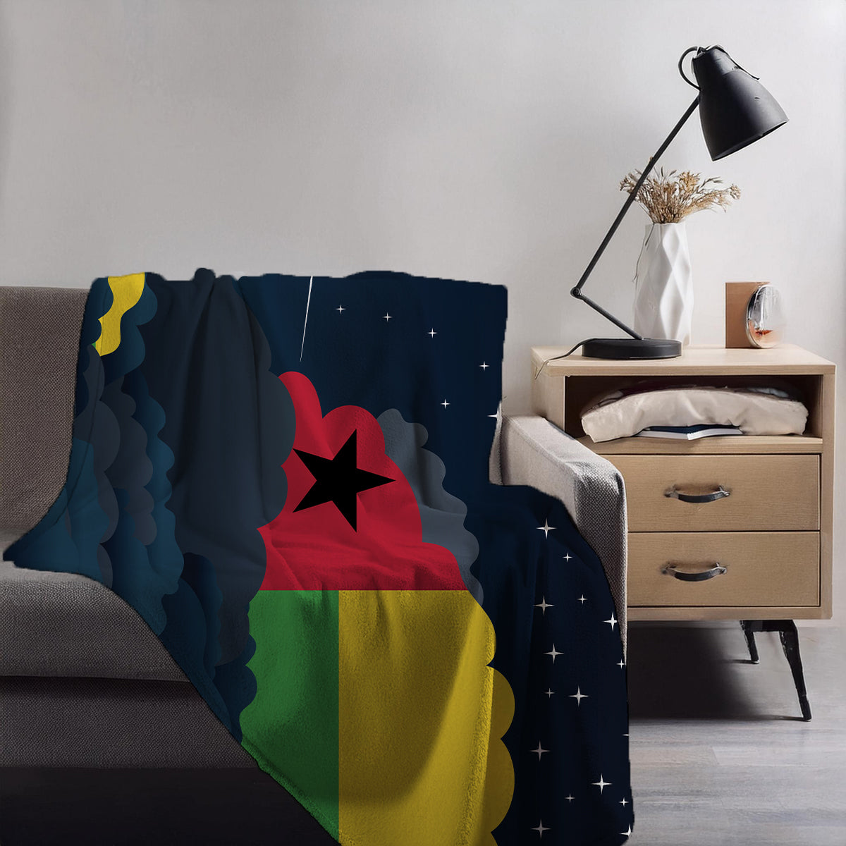 Guinea Bissau Night Clouds Blankets & Throws | Premium Soft Blankets | City Posters Plus