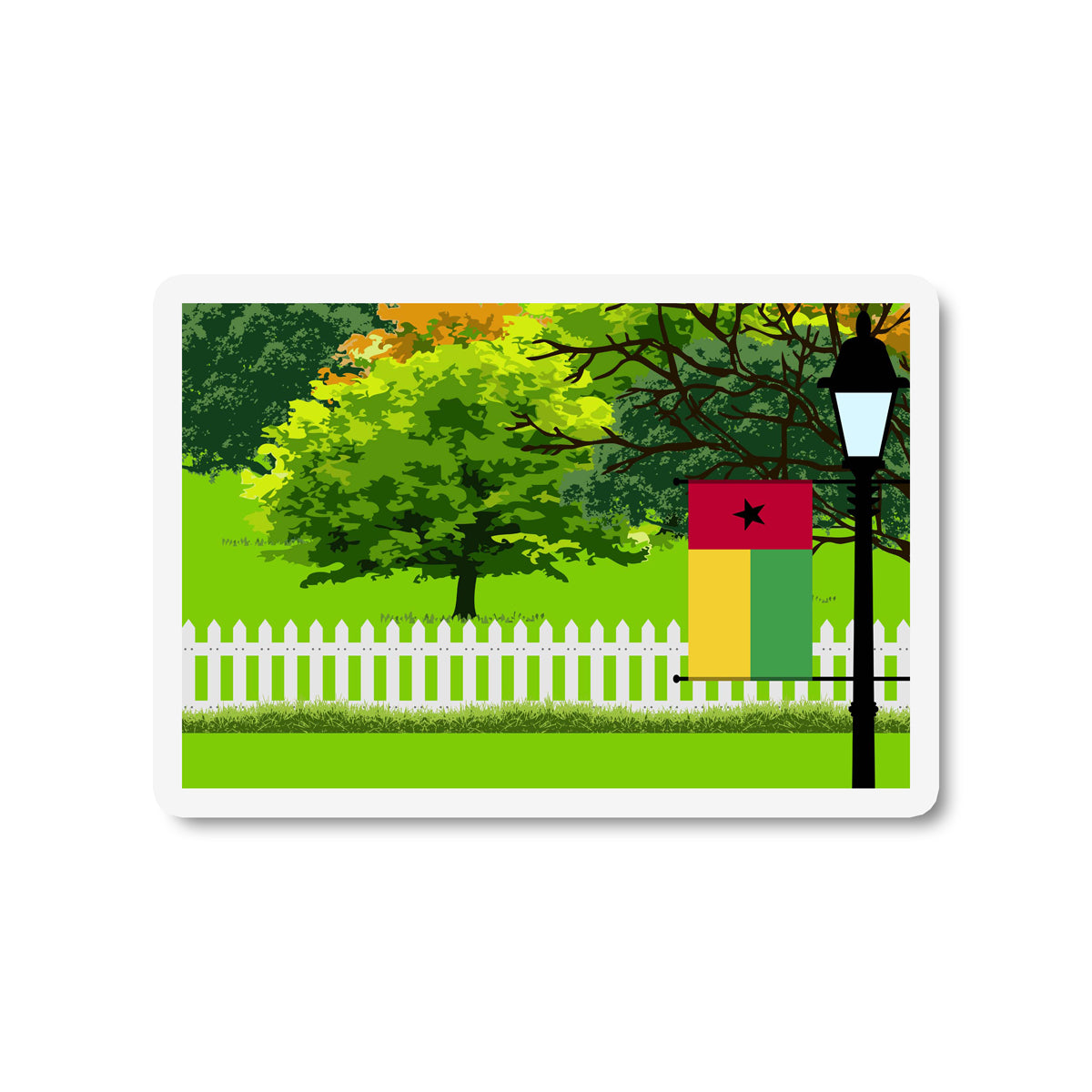 Guinea Bissau Trees Street Lamp Fridge Magnet