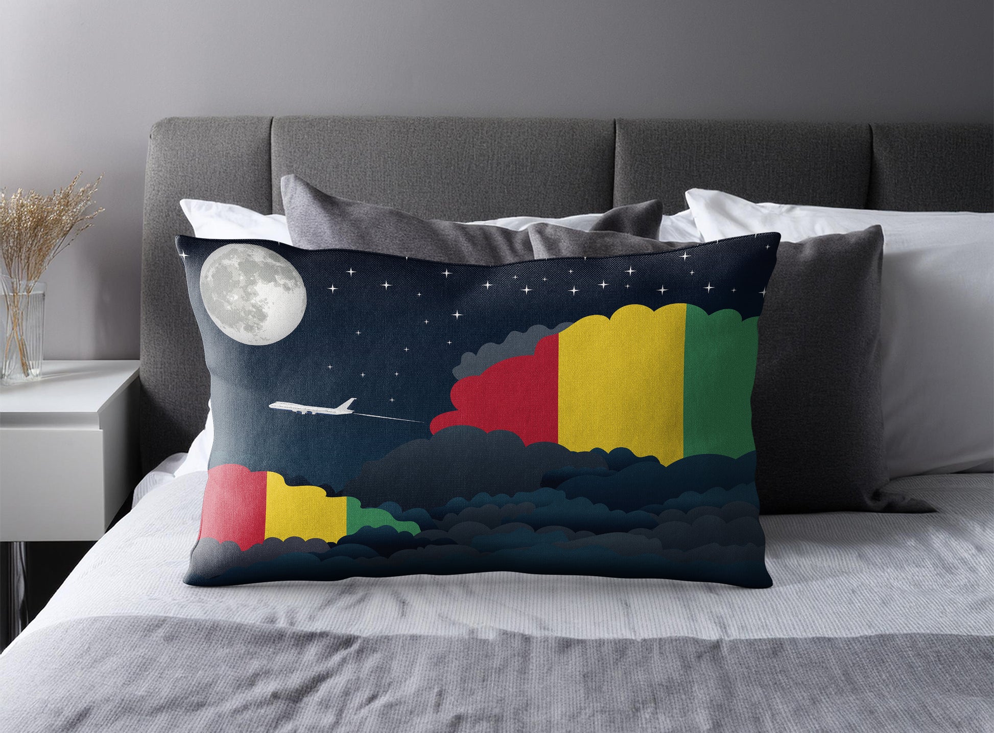 Guinea World Airplane Night Clouds Square & Rectangle Pillow Cases | Aviation Night Sky Pillow Covers