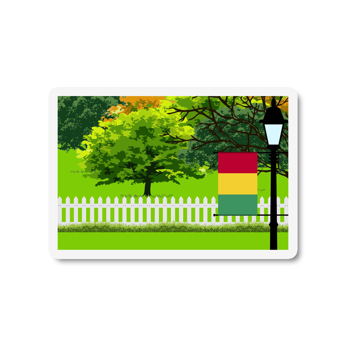Guinea Trees Street Lamp Fridge Magnet