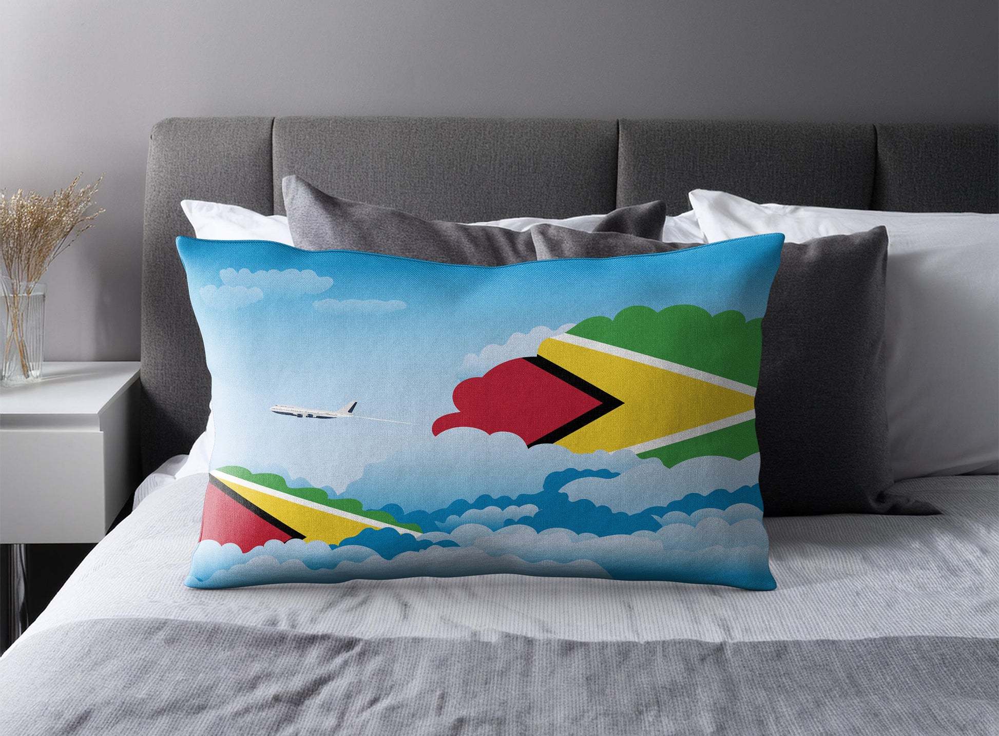 Guyana Day Clouds Pillow Case and Pillow Throw