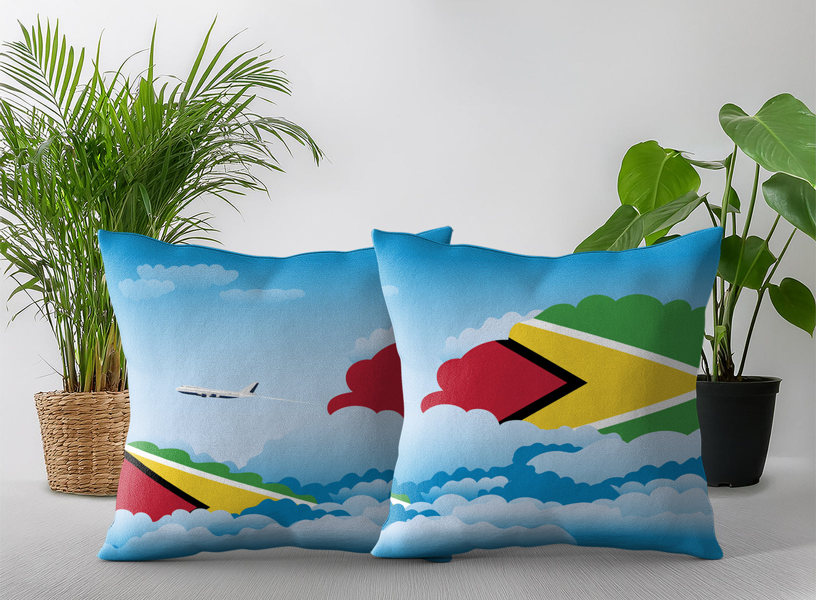 Guyana Day Clouds Pillow Case and Pillow Throw