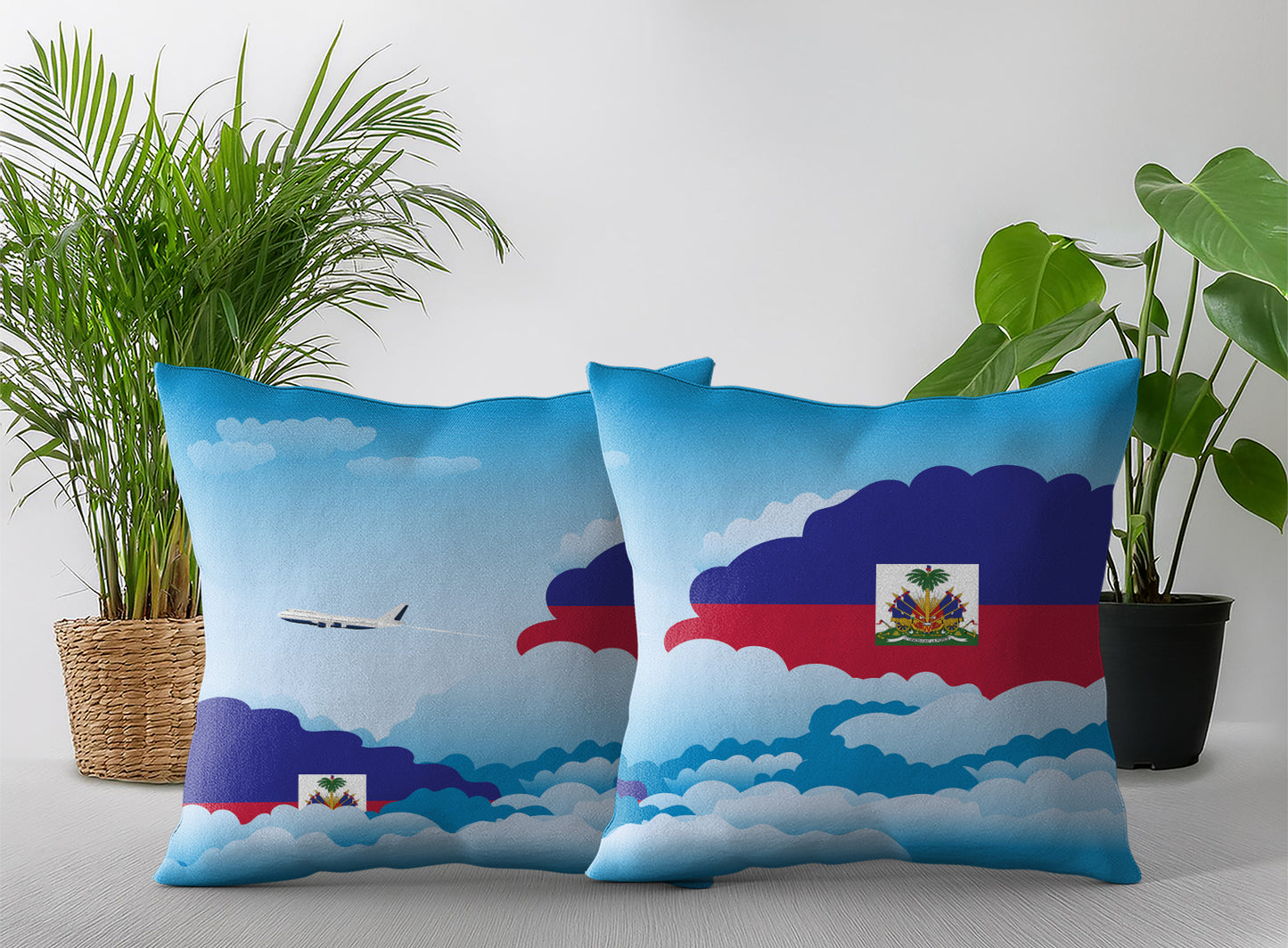 Haiti World Airplane Day Clouds Square & Rectangle Pillow Cases | Aviation Decorative Pillow Covers
