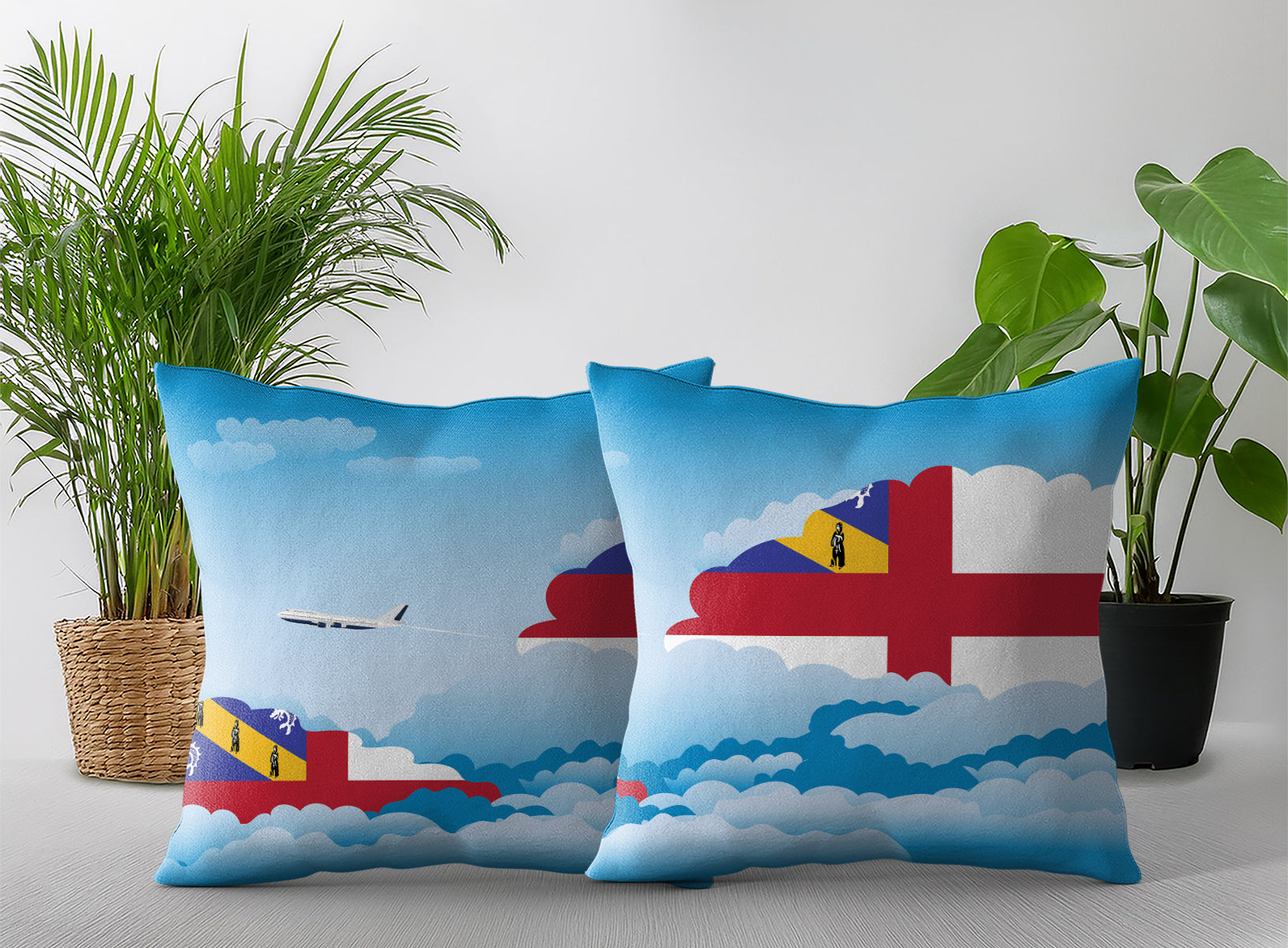Herm Day Clouds Pillow Case and Pillow Throw