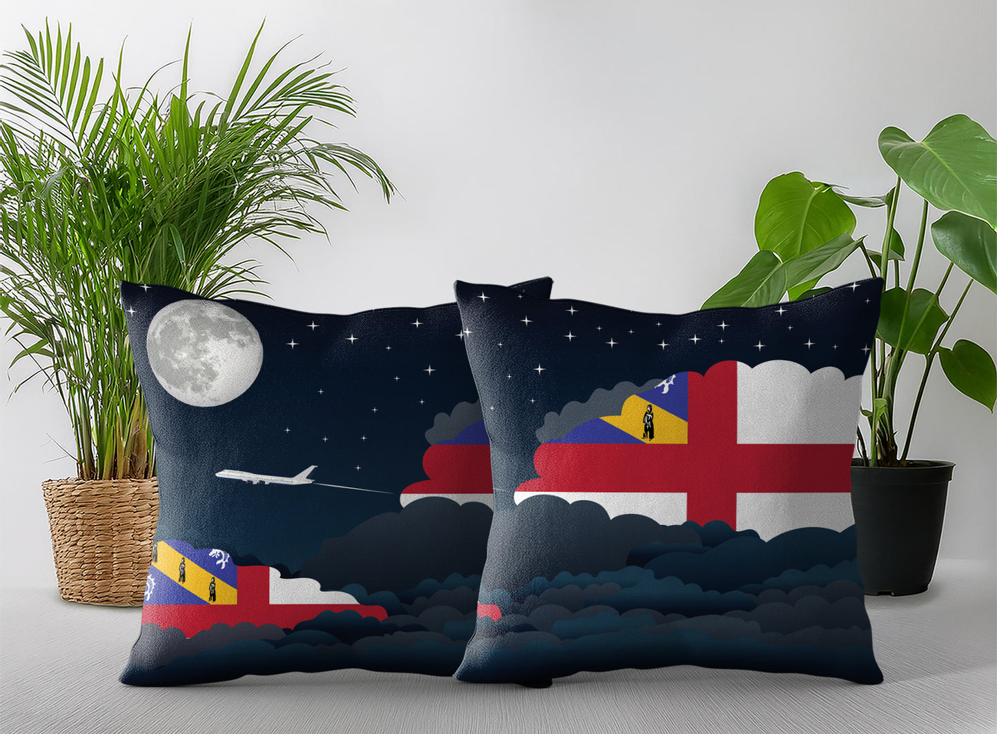 Herm World Airplane Night Clouds Square & Rectangle Pillow Cases | Aviation Night Sky Pillow Covers