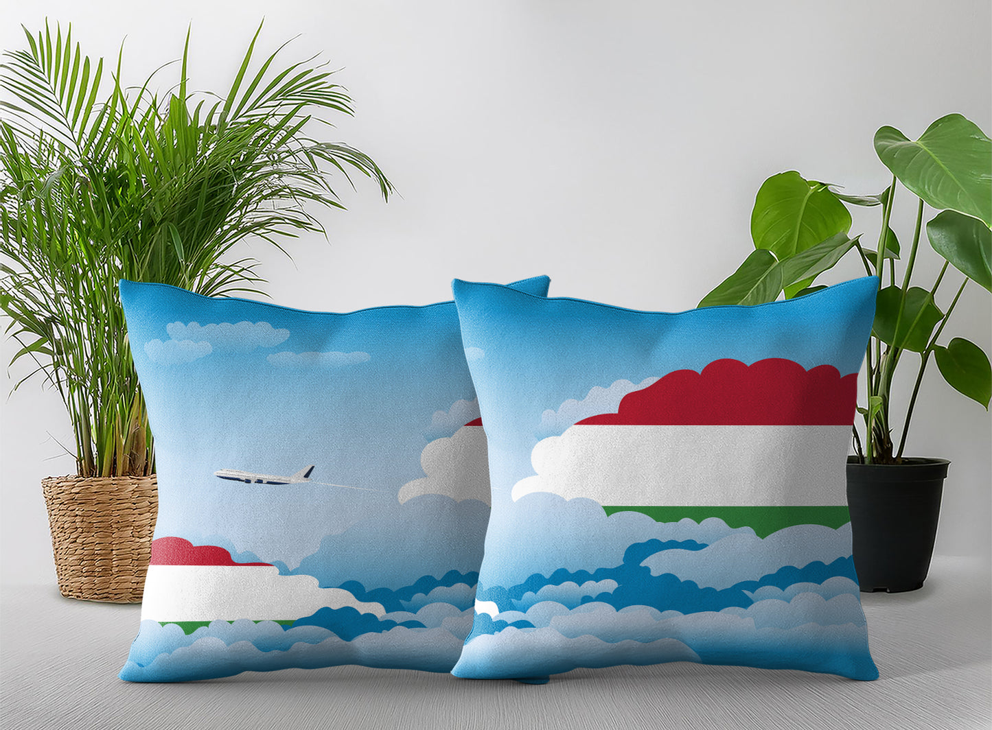 Hungary World Airplane Day Clouds Square & Rectangle Pillow Cases | Aviation Decorative Pillow Covers