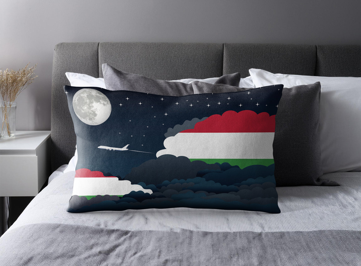 Hungary World Airplane Night Clouds Square & Rectangle Pillow Cases | Aviation Night Sky Pillow Covers