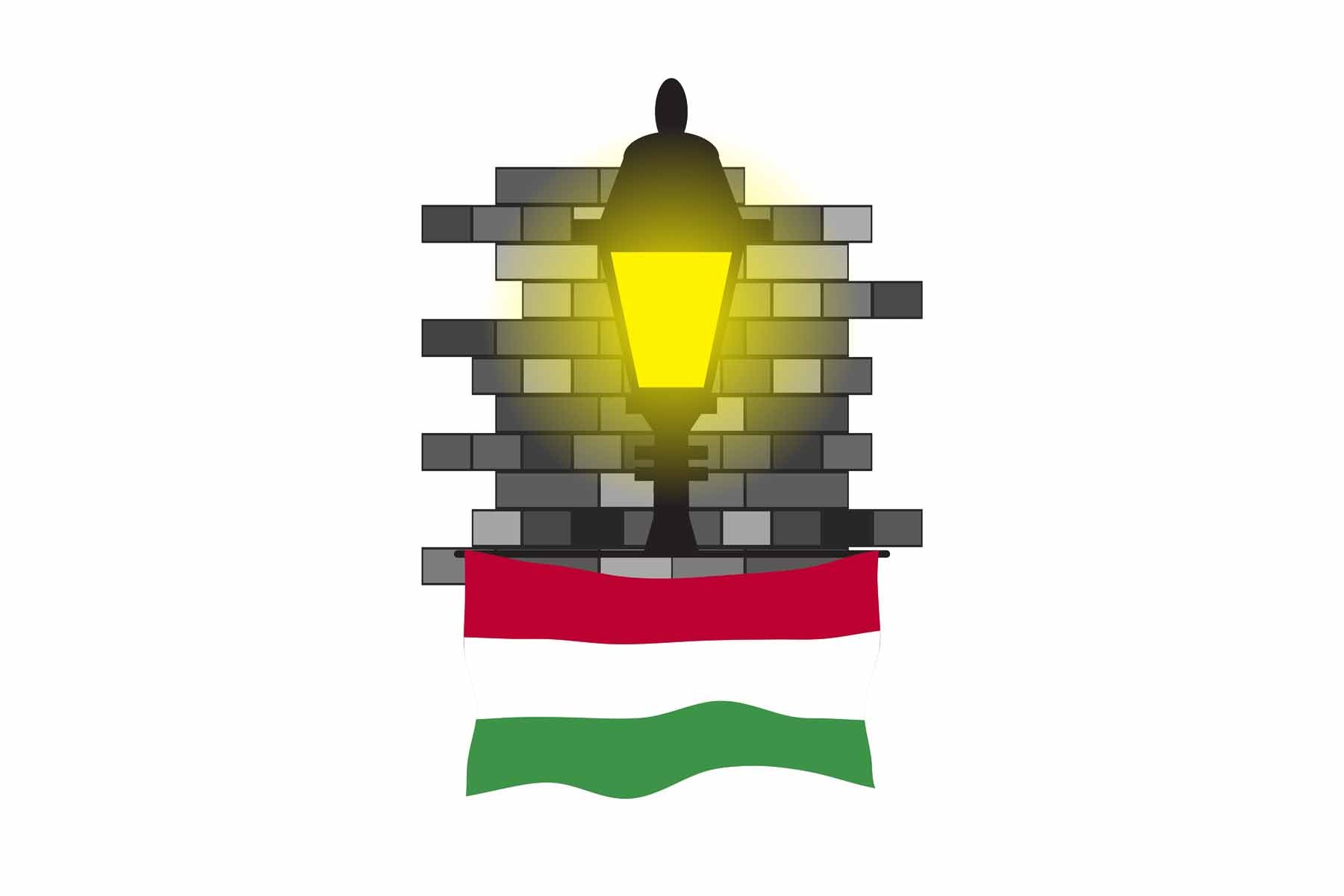 Hungary Street Lamp Bricks Fridge Magnet