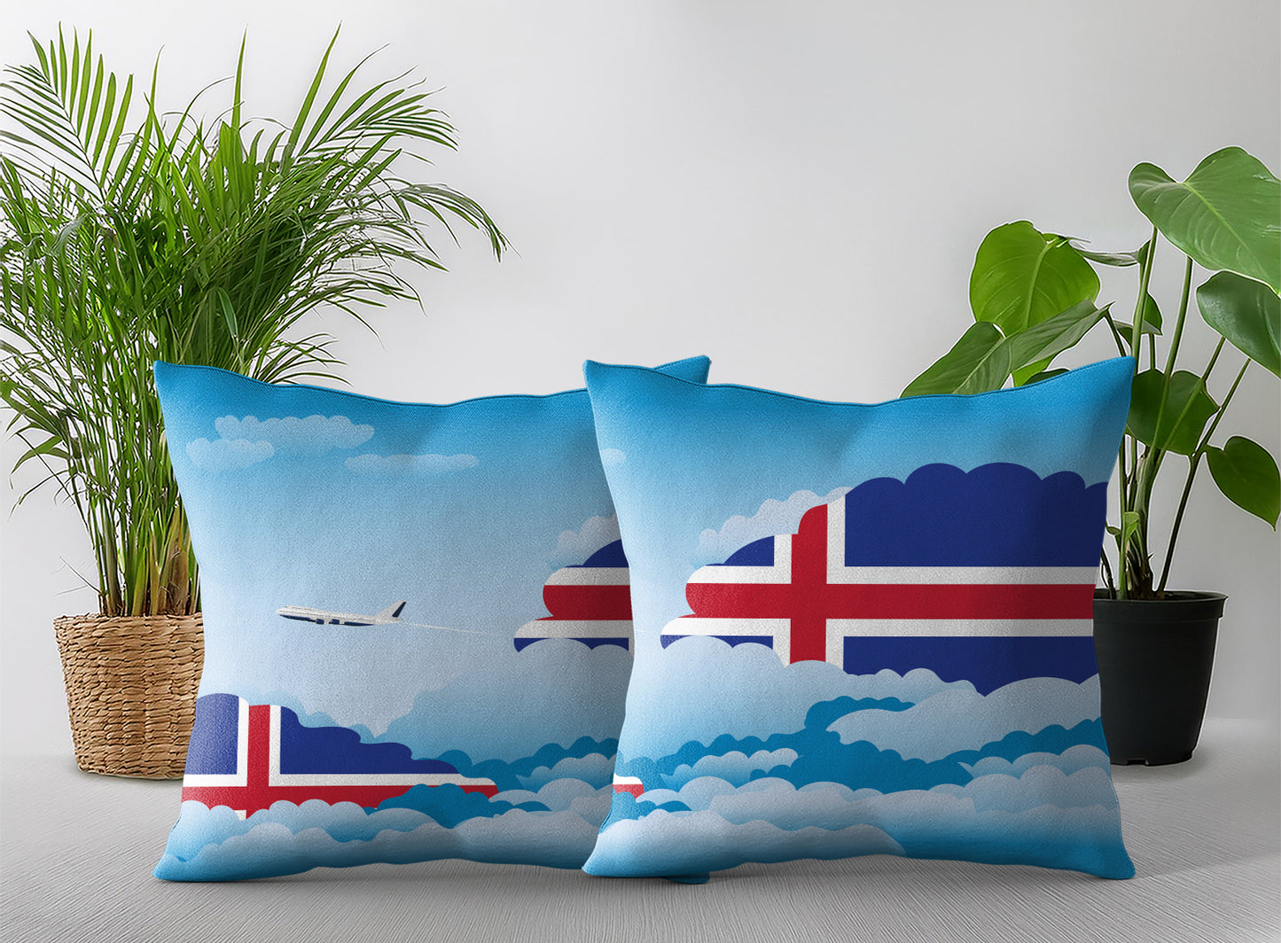 Iceland World Airplane Day Clouds Square & Rectangle Pillow Cases | Aviation Decorative Pillow Covers