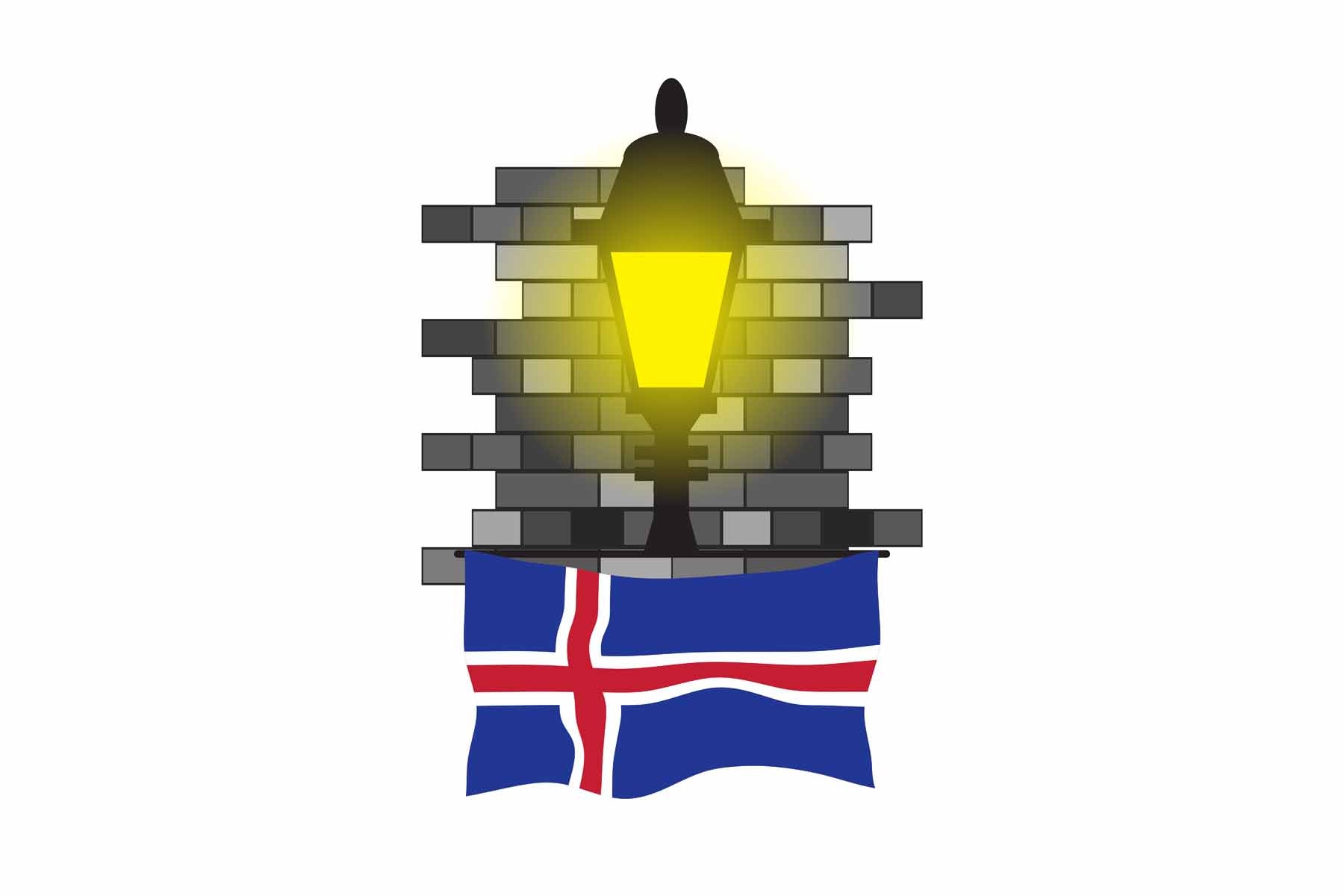 Iceland Street Lamp Bricks Fridge Magnet