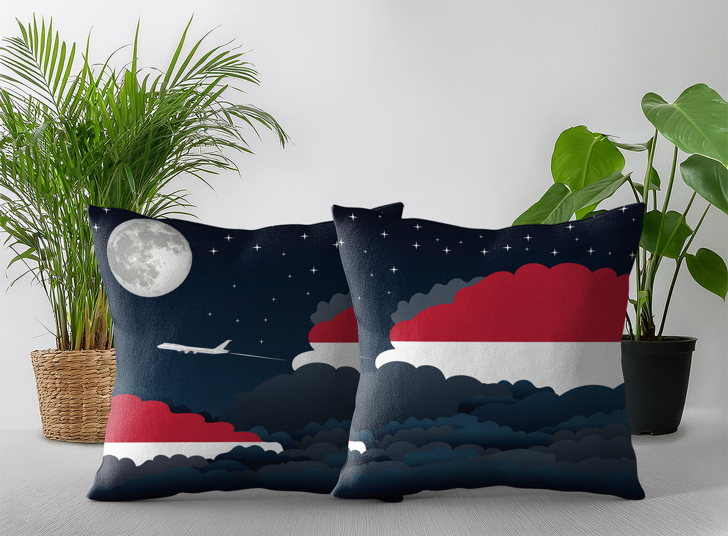 Indonesia Night Clouds Pillow Case and Pillow Throw