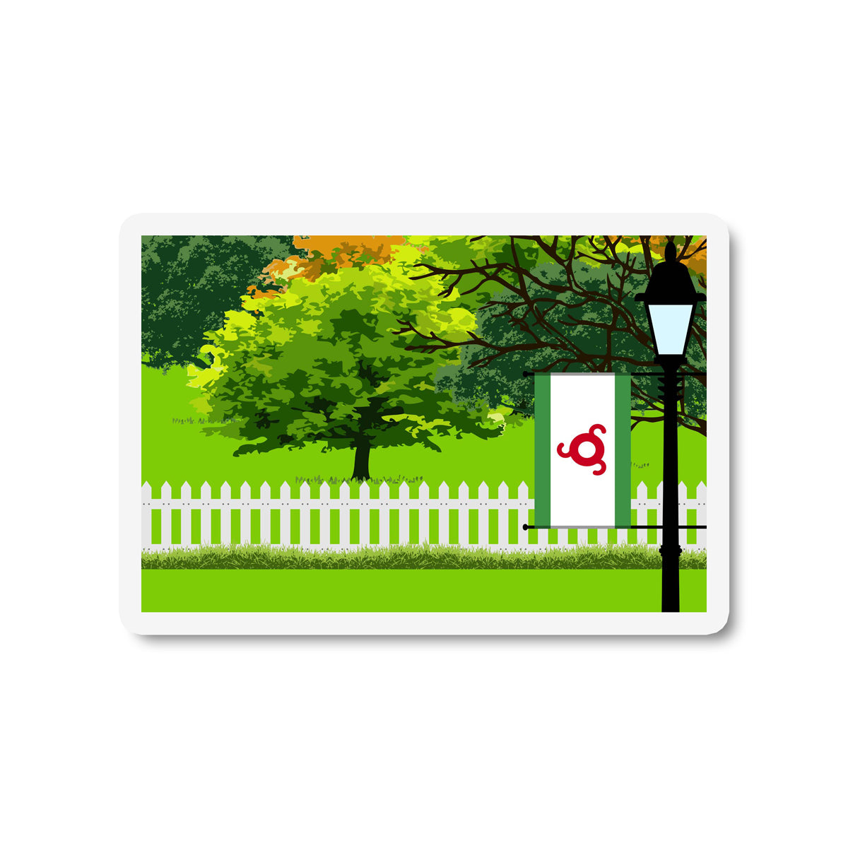 Ingushetia Trees and Street Lamp Sticker