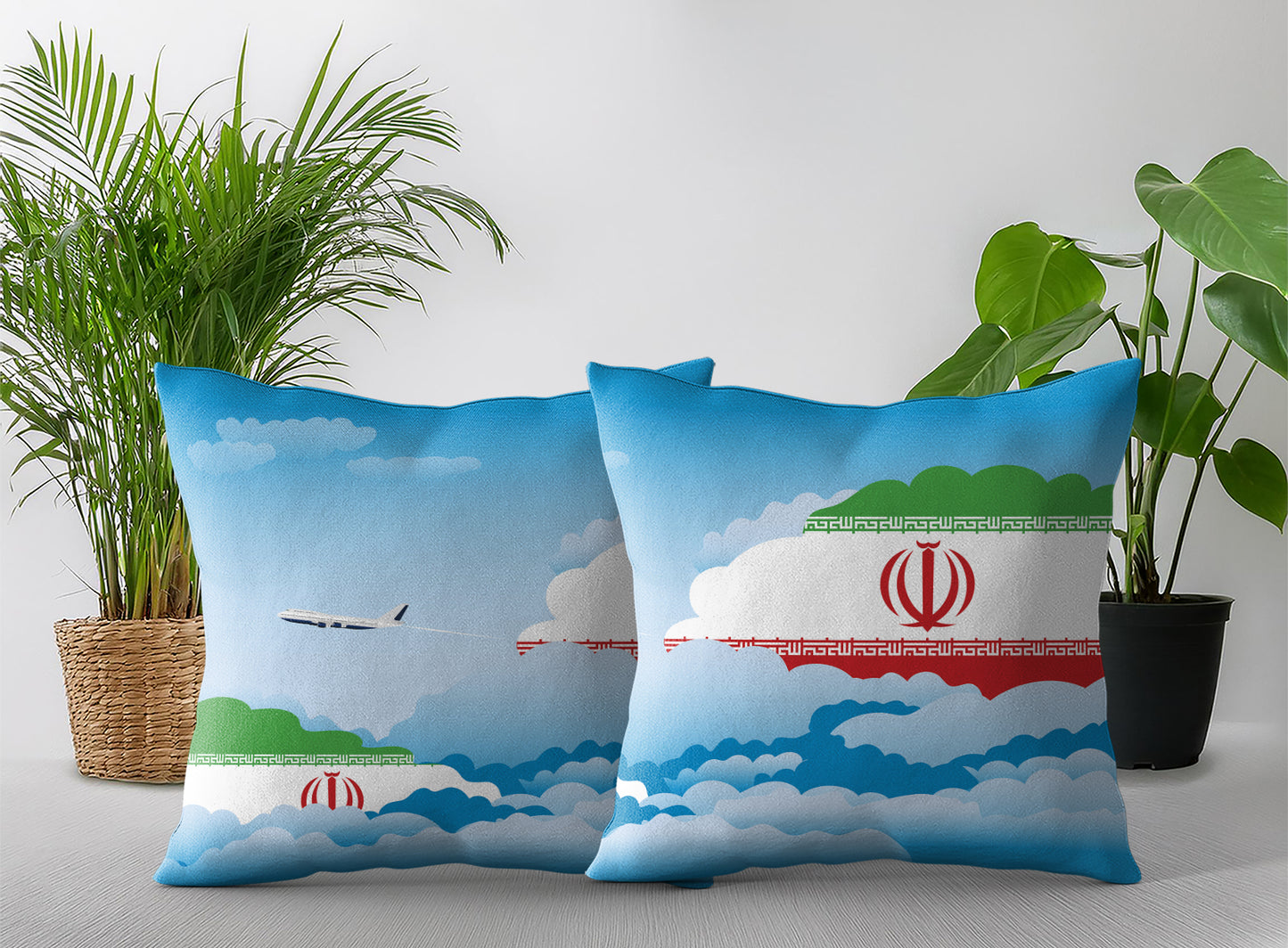 Iran World Airplane Day Clouds Square & Rectangle Pillow Cases | Aviation Decorative Pillow Covers