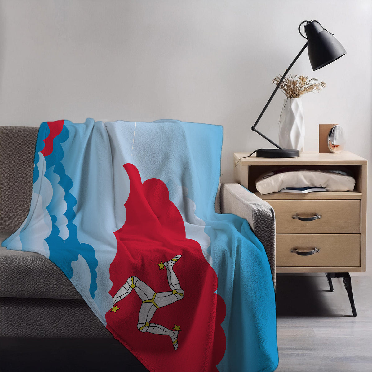 Isle of Man Day Clouds Blankets & Throws | Soft Premium Blankets | City Posters Plus