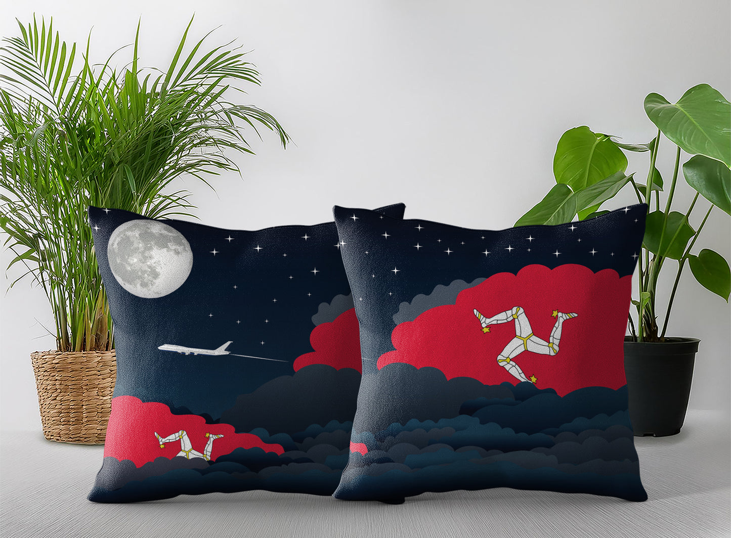 Isle of Man Night Clouds Pillow Case and Pillow Throw