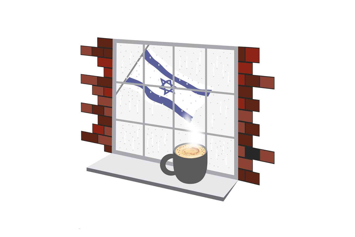 Israel Coffee Rain Window Fridge Magnet