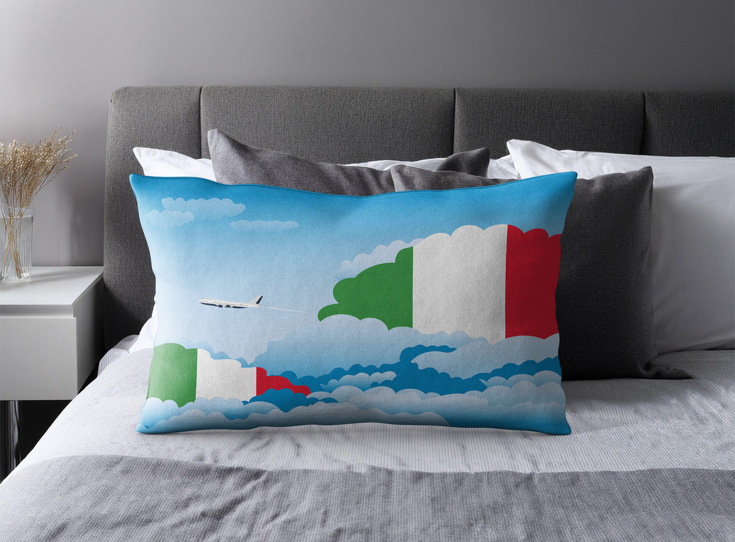 Italy Day Clouds Pillow Case and Pillow Throw