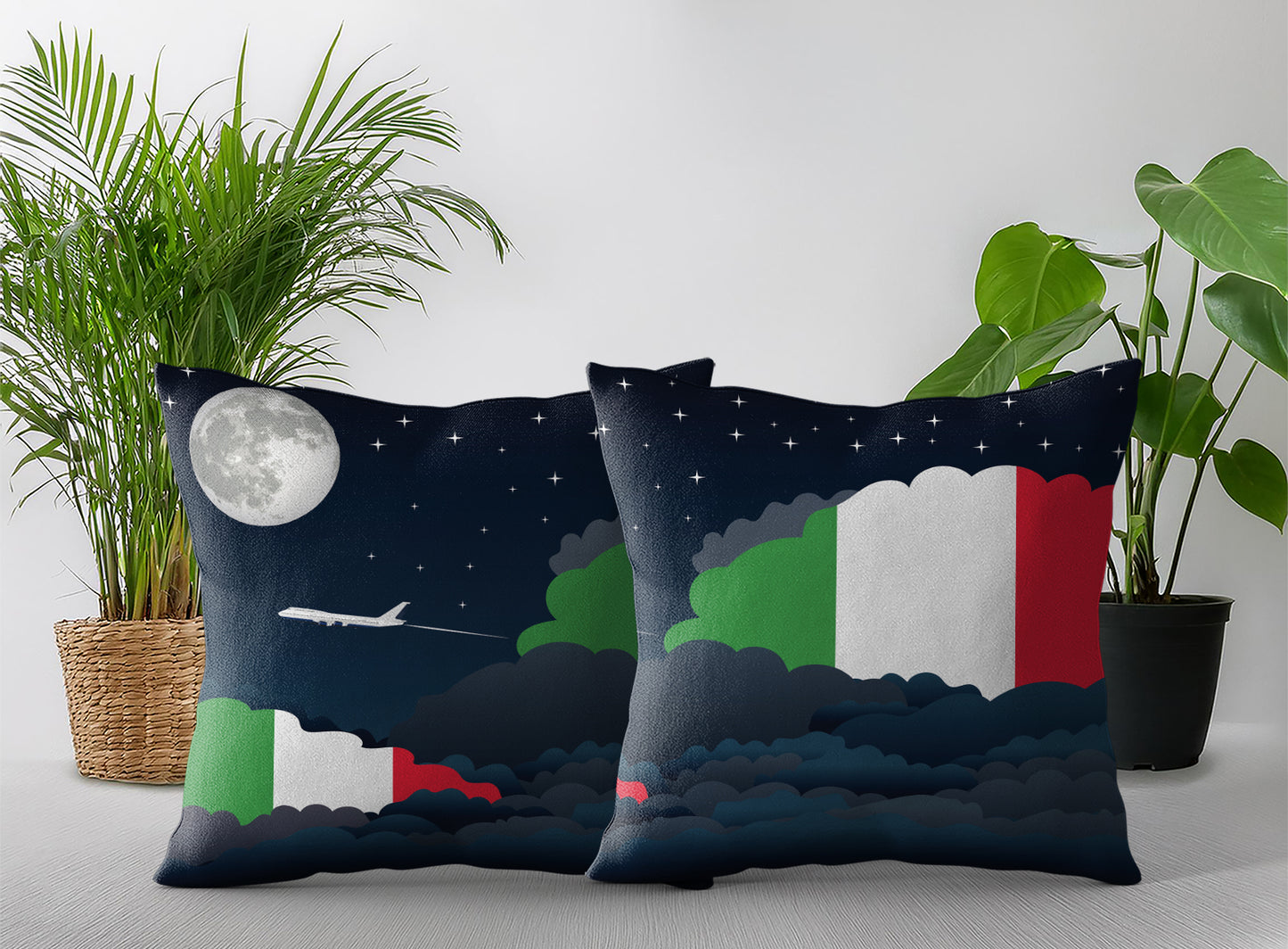 Italy Night Clouds Pillow Case and Pillow Throw
