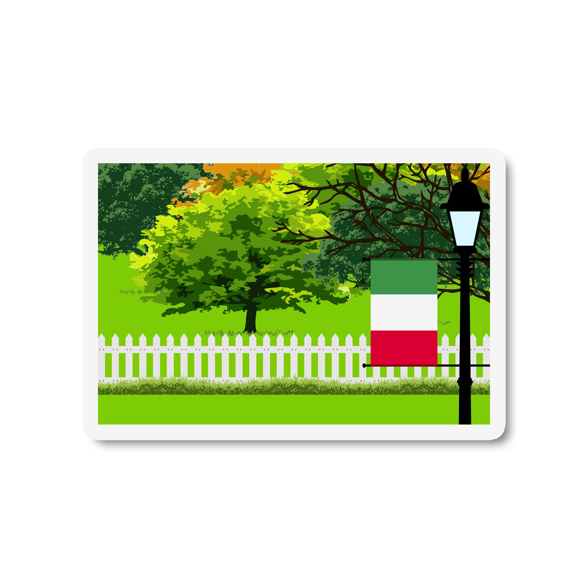 Italy Trees Street Lamp Fridge Magnet