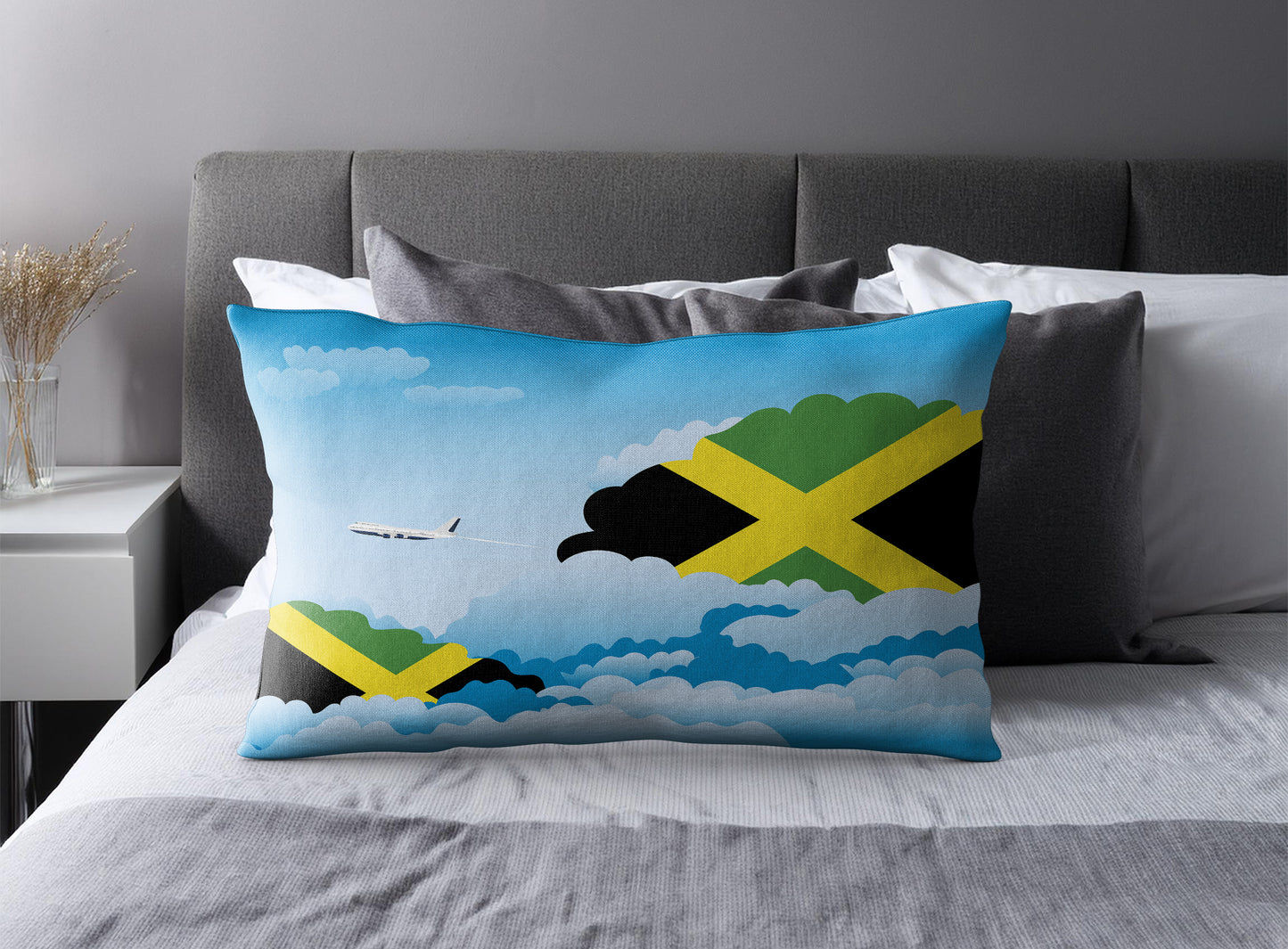 Jamaica World Airplane Day Clouds Square & Rectangle Pillow Cases | Aviation Decorative Pillow Covers