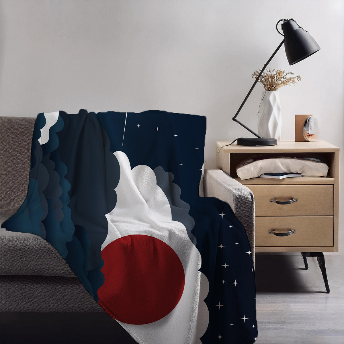 Japan Night Clouds Blankets & Throws | Premium Soft Blankets | City Posters Plus