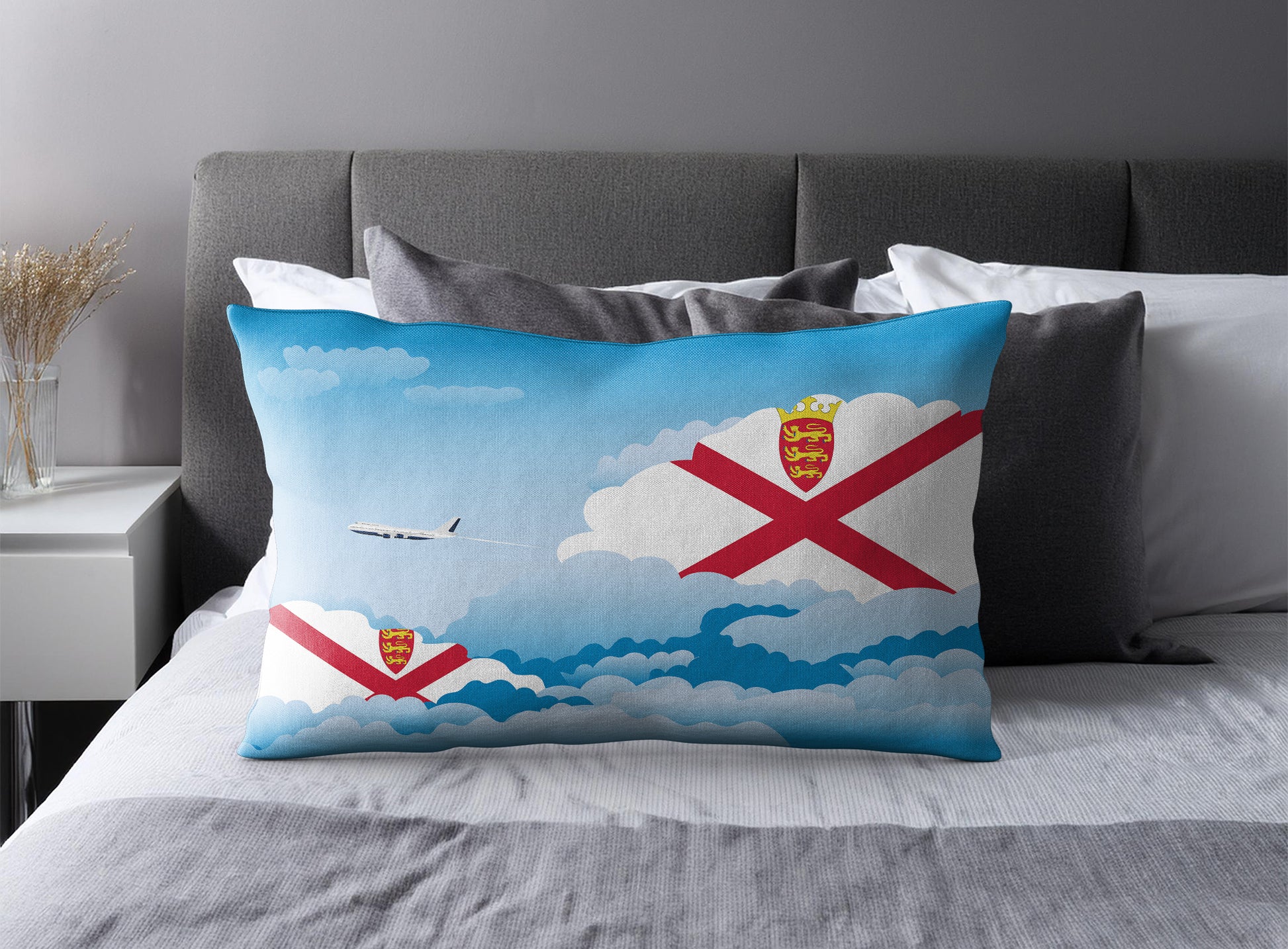Jersey World Airplane Day Clouds Square & Rectangle Pillow Cases | Aviation Decorative Pillow Covers