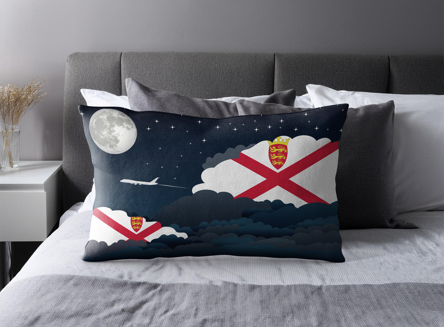 Jersey World Airplane Night Clouds Square & Rectangle Pillow Cases | Aviation Night Sky Pillow Covers