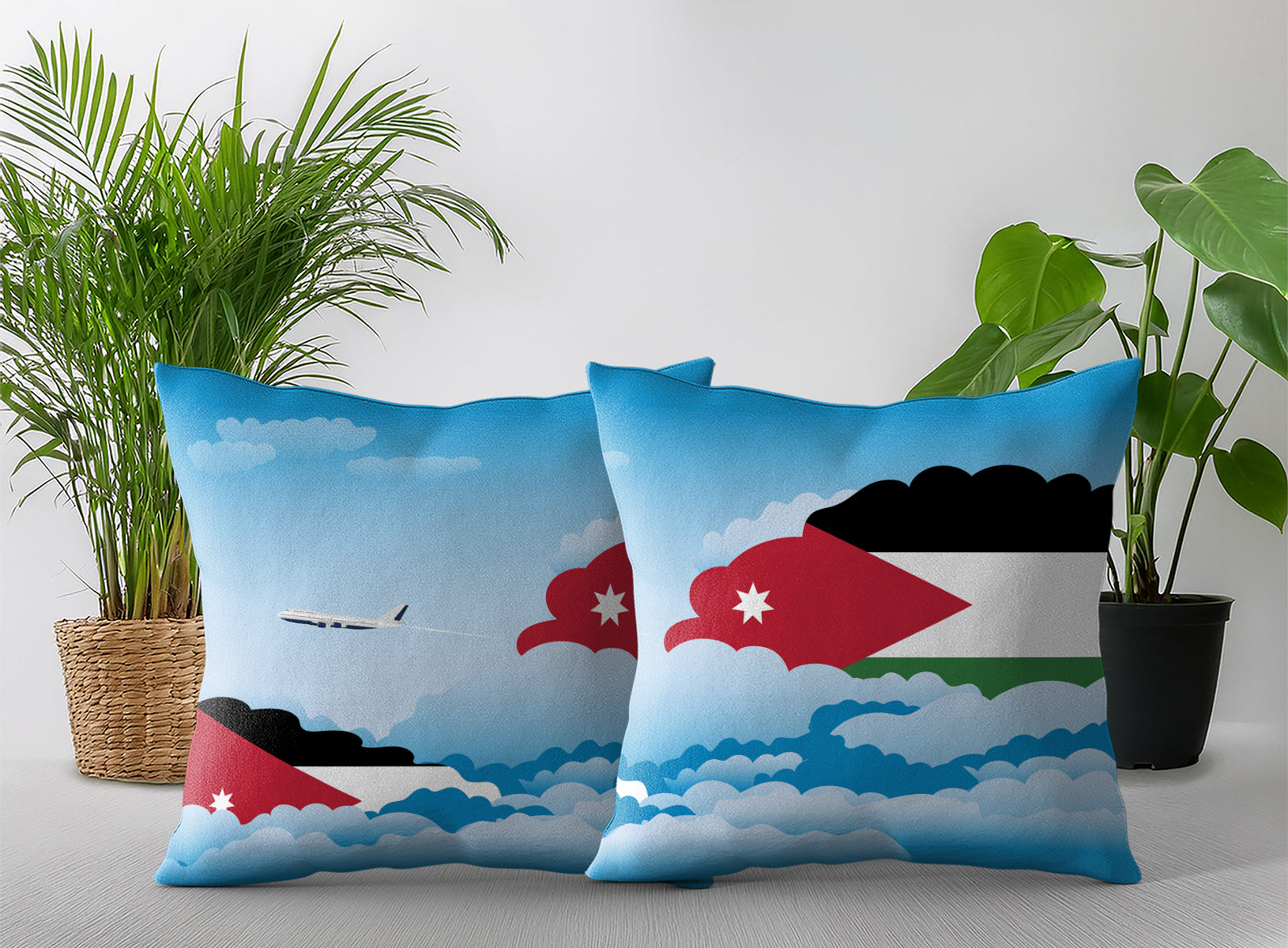 Jordan World Airplane Day Clouds Square & Rectangle Pillow Cases | Aviation Decorative Pillow Covers