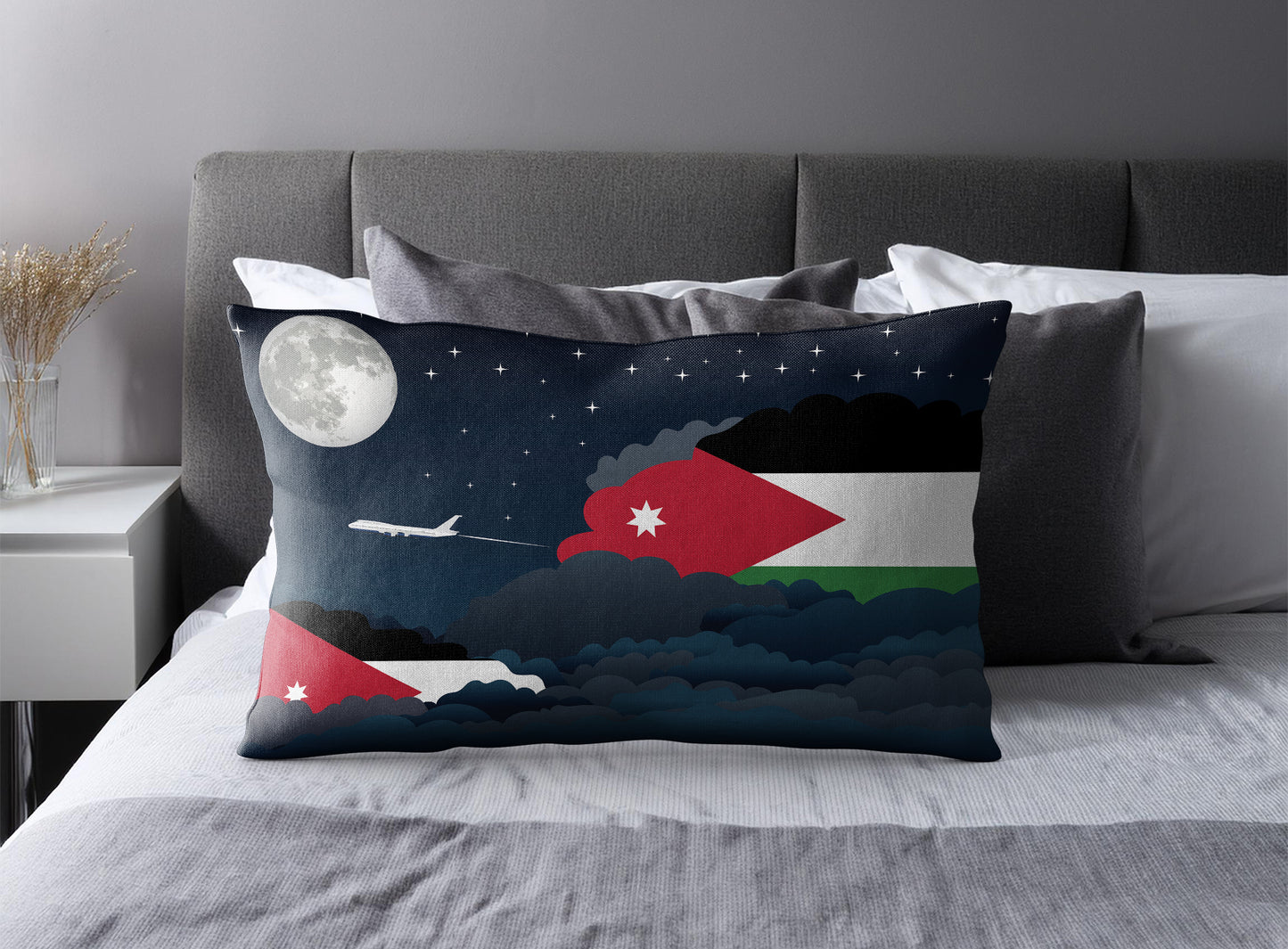 Jordan World Airplane Night Clouds Square & Rectangle Pillow Cases | Aviation Night Sky Pillow Covers