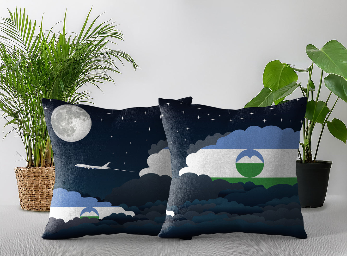 Kabardino Balkaria Night Clouds Pillow Case and Pillow Throw