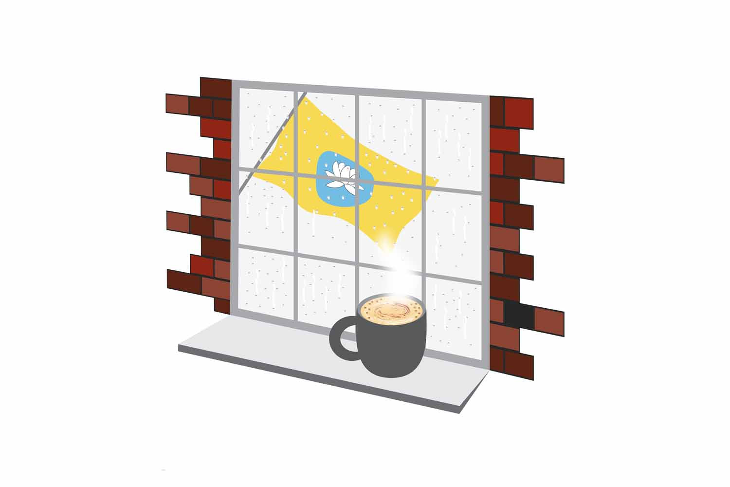 Kalmykia Coffee Rain Window Sticker