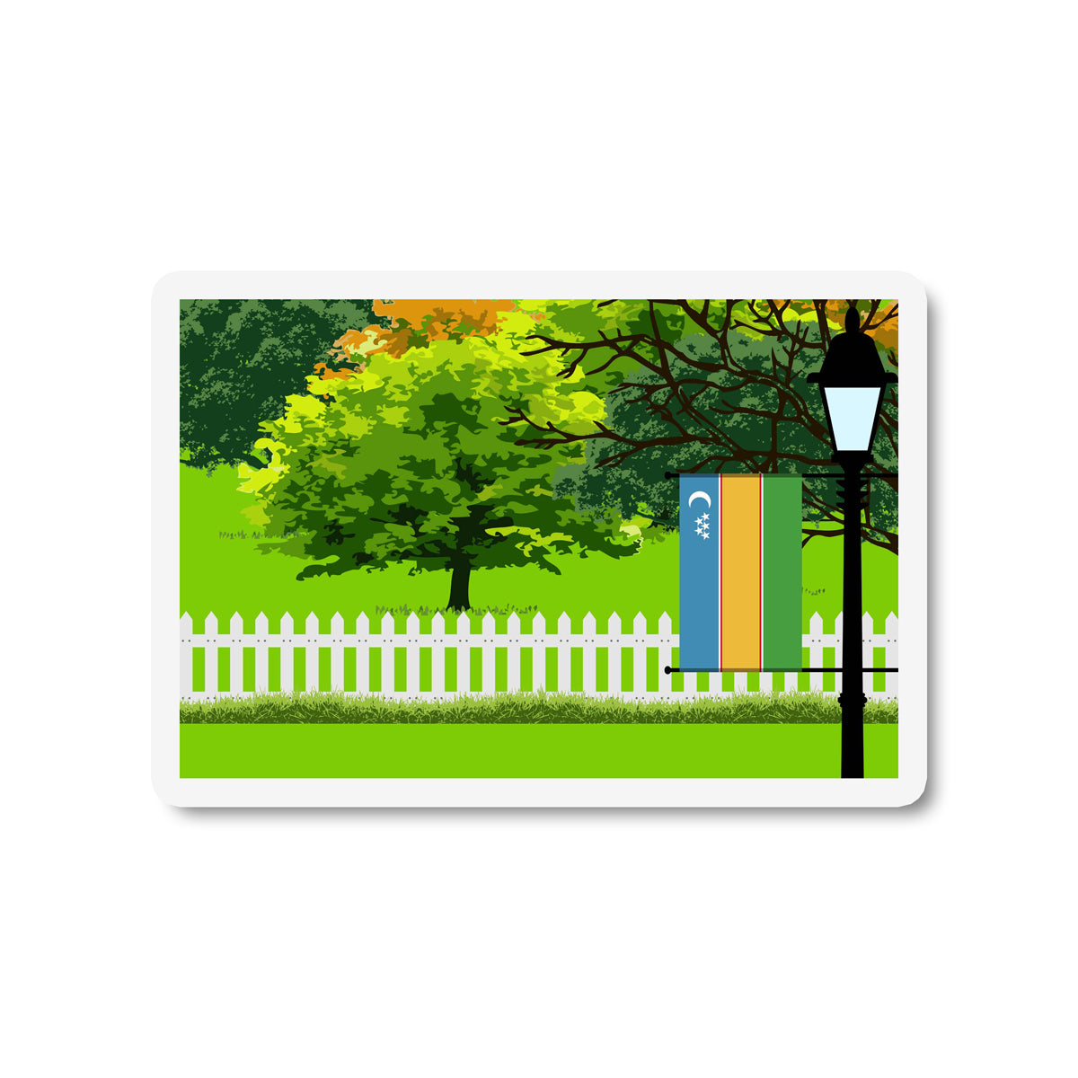 Karakalpakstan Trees Street Lamp Fridge Magnet