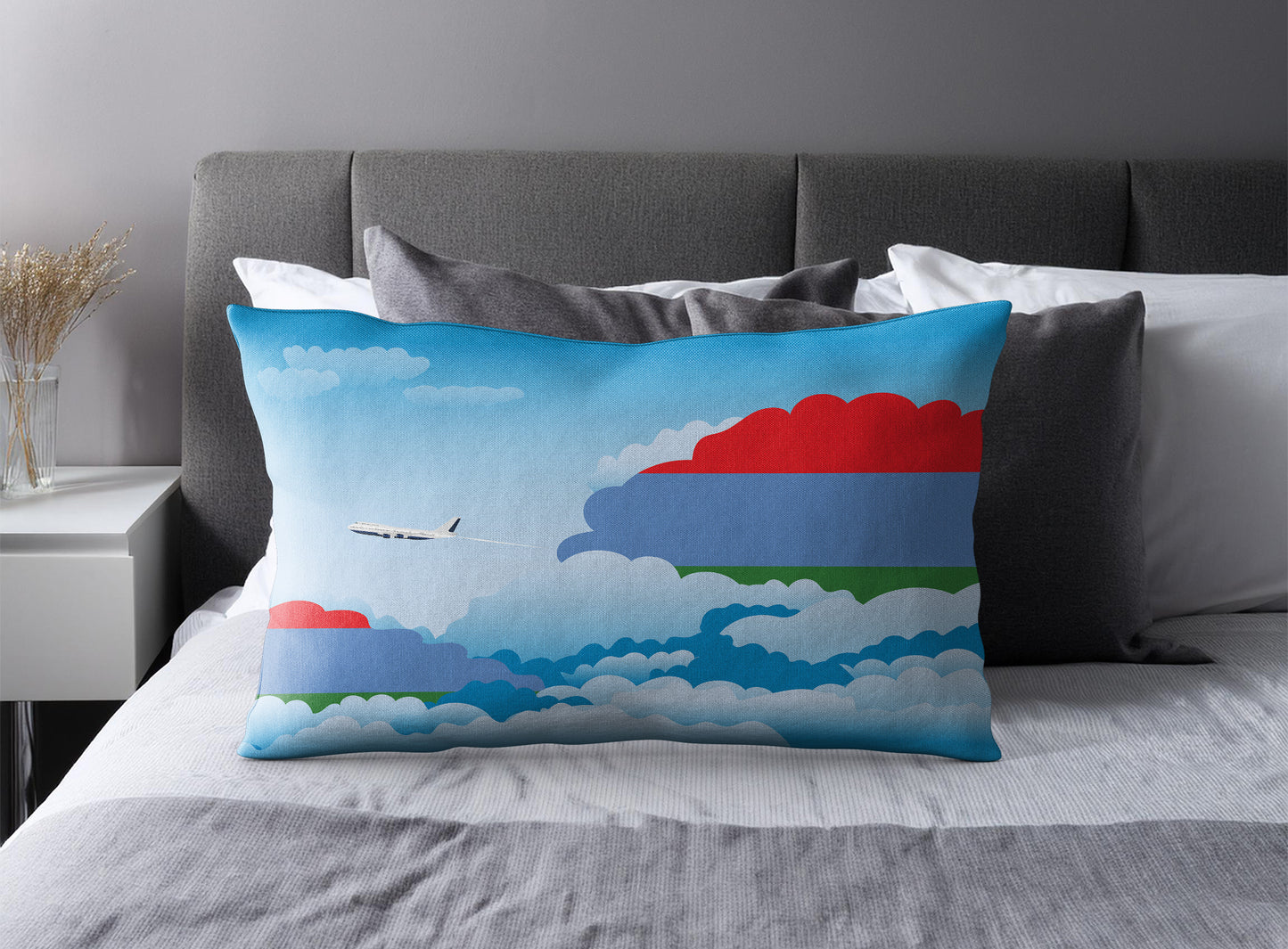 Karelia World Airplane Day Clouds Square & Rectangle Pillow Cases | Aviation Decorative Pillow Covers