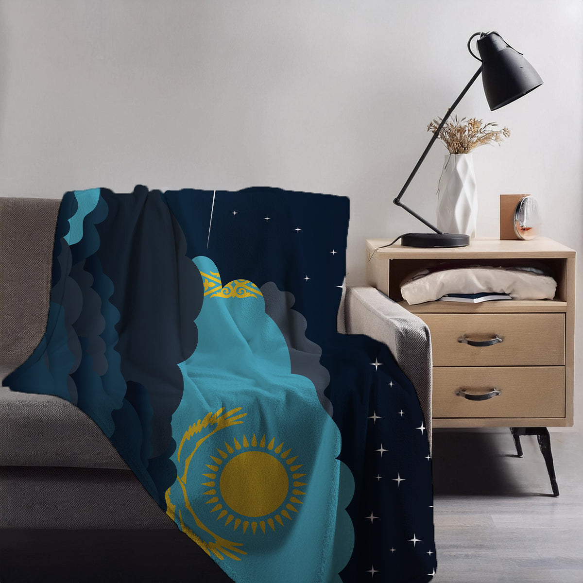 Kazakhstan Night Clouds Blankets & Throws | Premium Soft Blankets | City Posters Plus