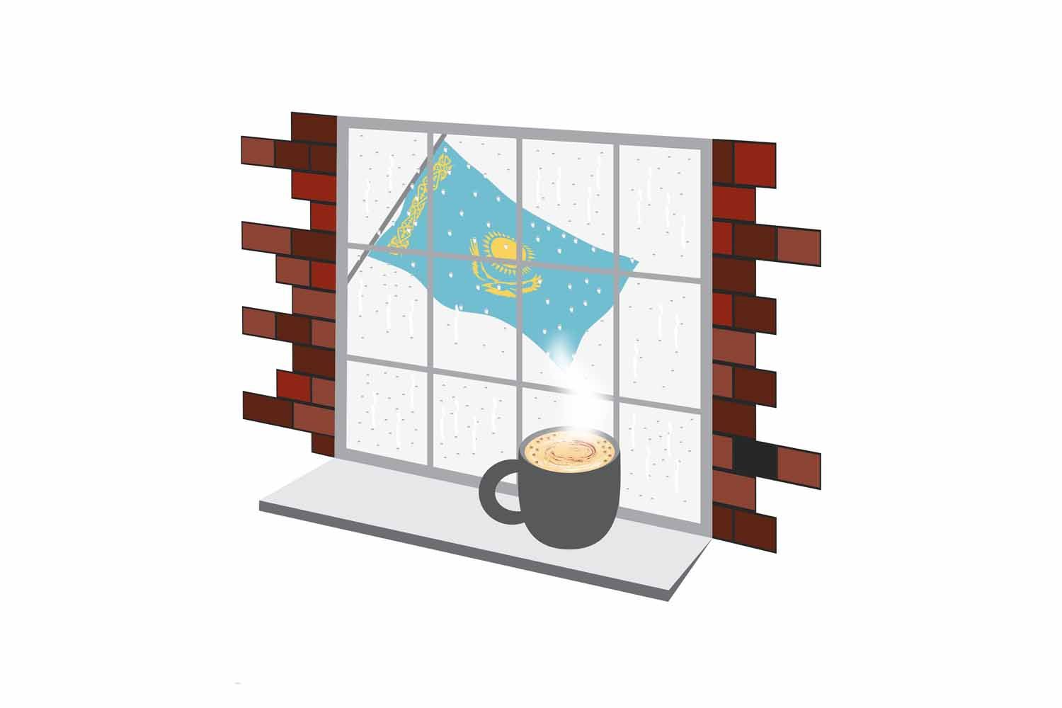 Kazakhstan Coffee Rain Window Sticker