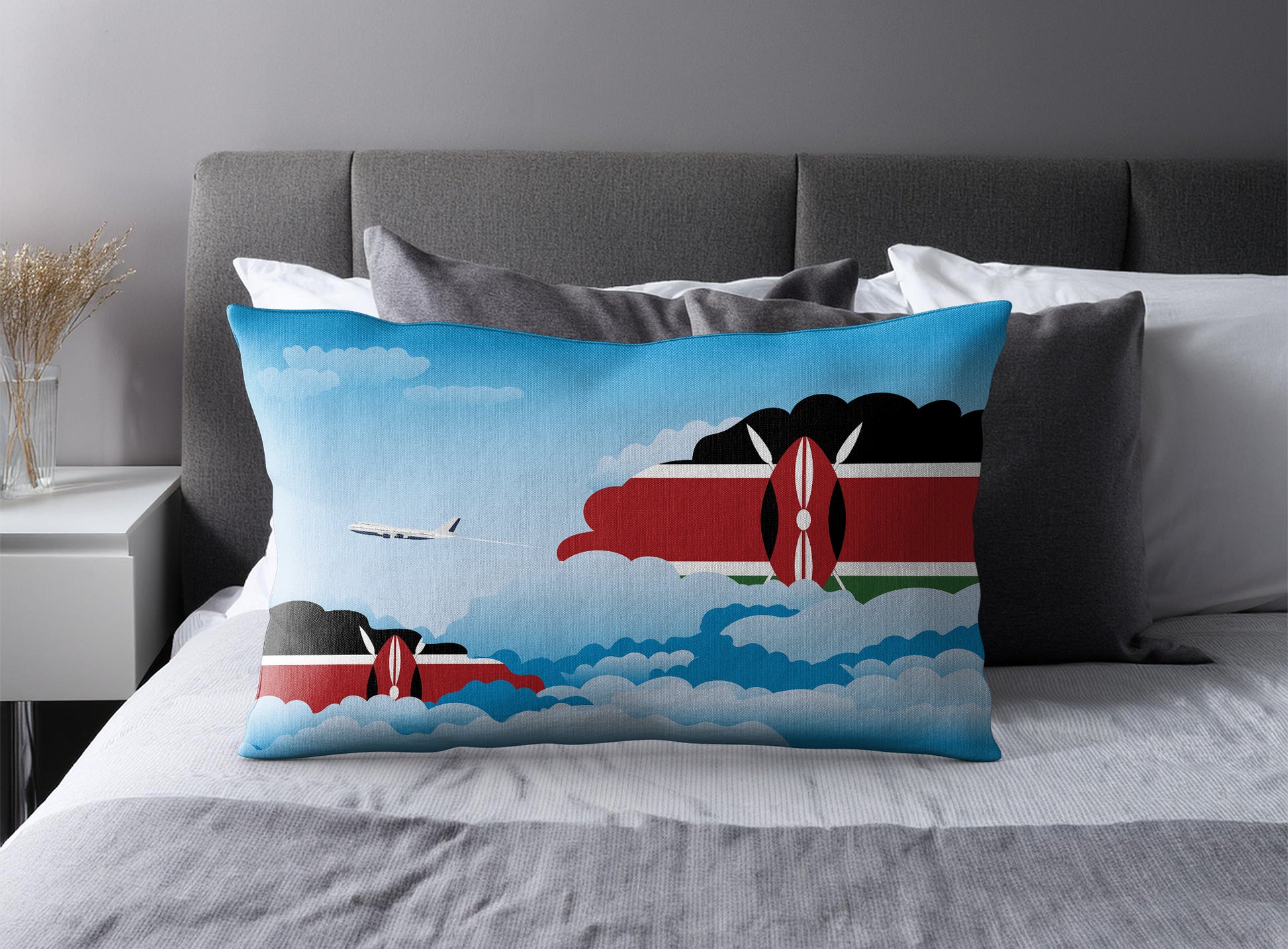 Kenya Day Clouds Pillow Case and Pillow Throw