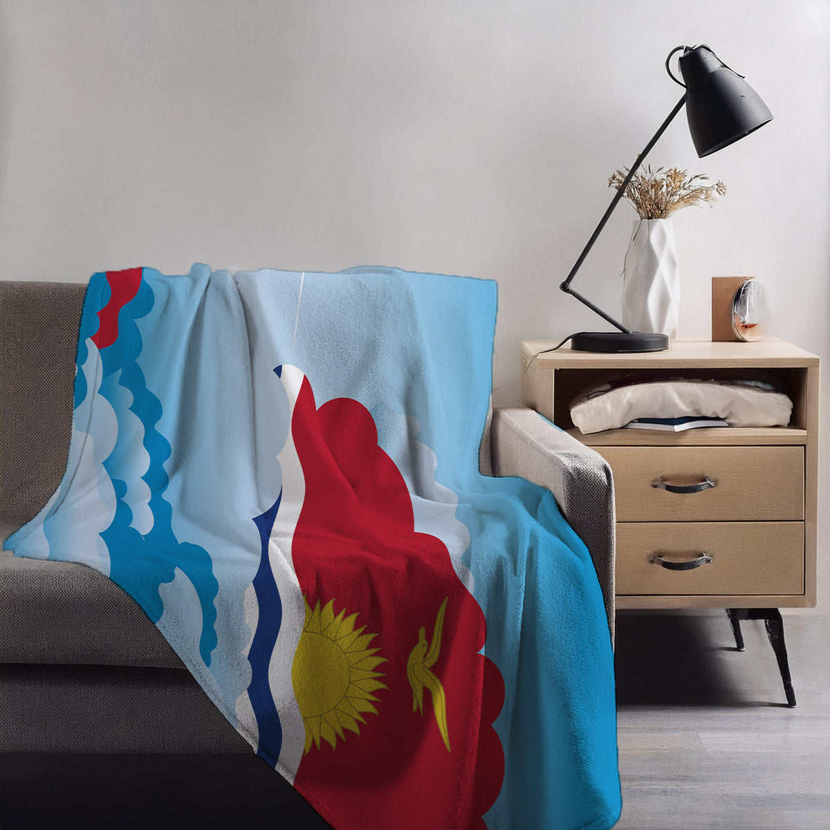Kiribati Day Clouds Blankets & Throws | Soft Premium Blankets | City Posters Plus