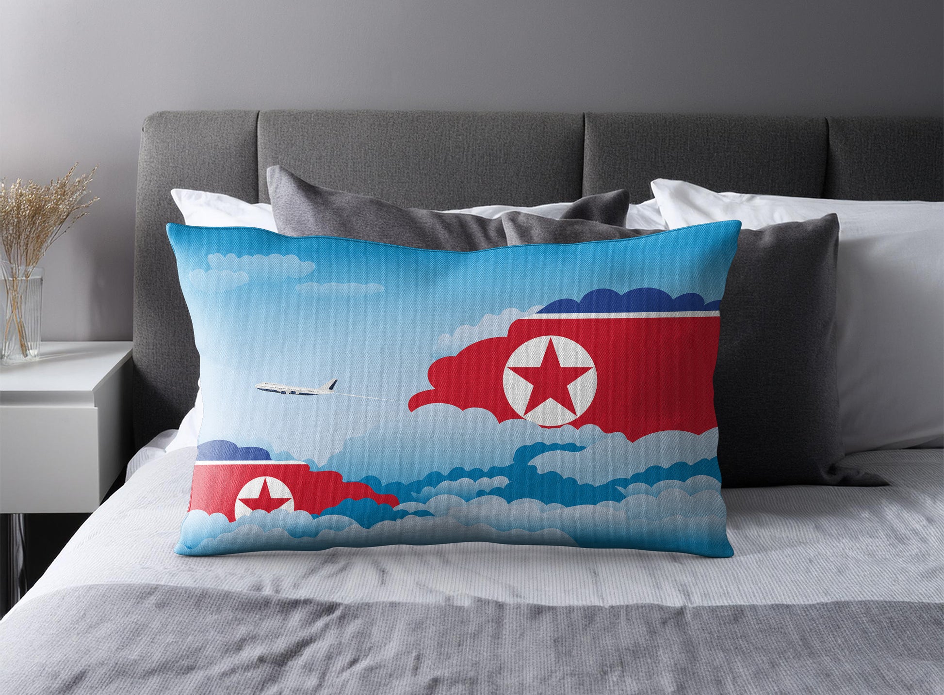 Korea North World Airplane Day Clouds Square & Rectangle Pillow Cases | Aviation Decorative Pillow Covers