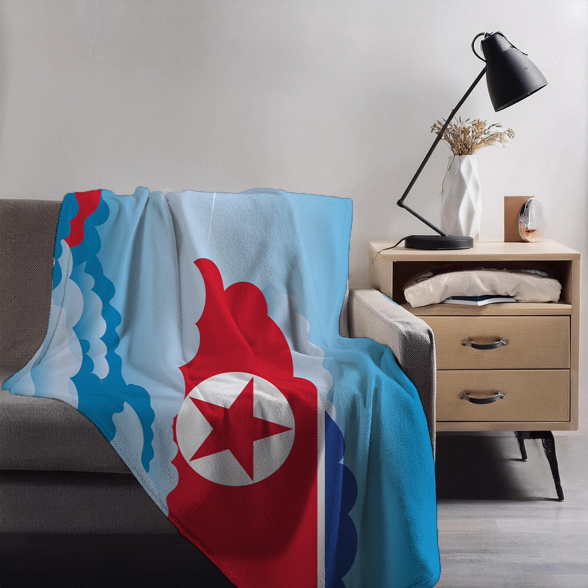 Korea North Day Clouds Blankets & Throws | Soft Premium Blankets | City Posters Plus