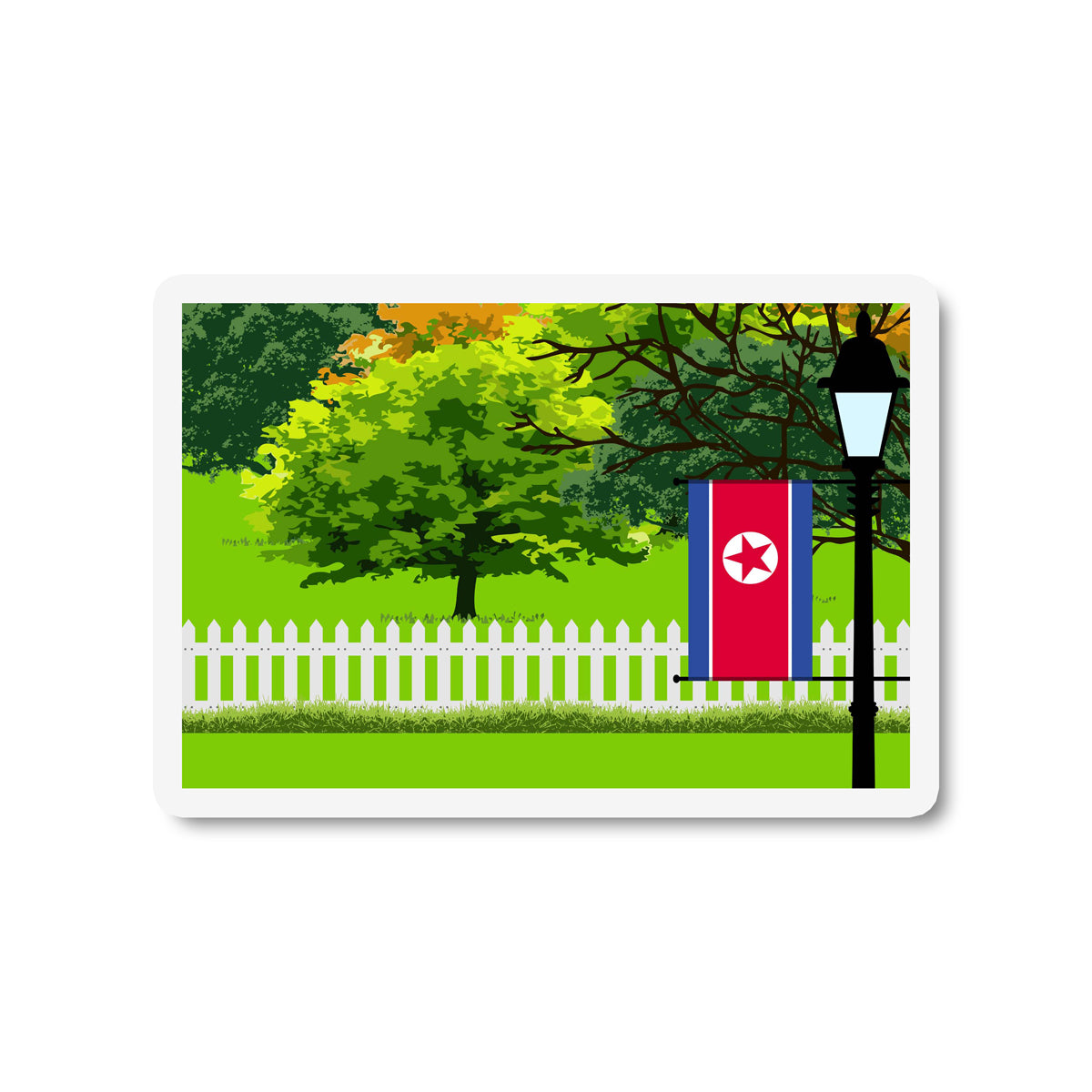 Korea North Trees and Street Lamp Sticker