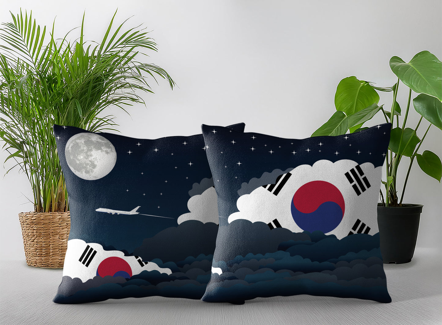 Korea South Night Clouds Pillow Case and Pillow Throw