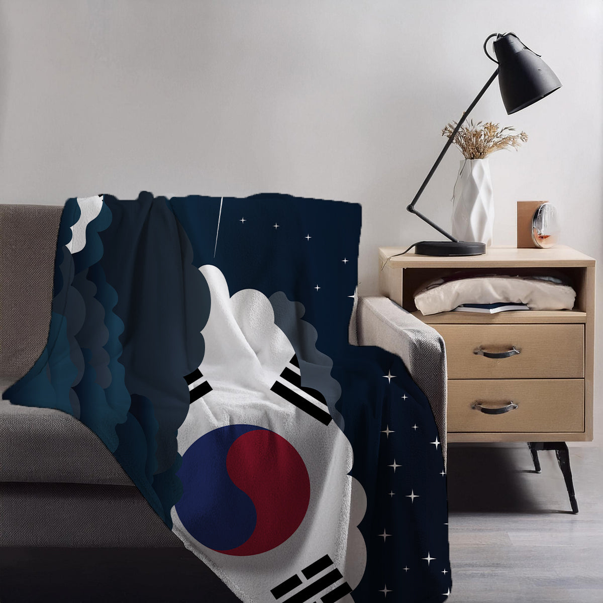 Korea South Night Clouds Blankets & Throws | Premium Soft Blankets | City Posters Plus