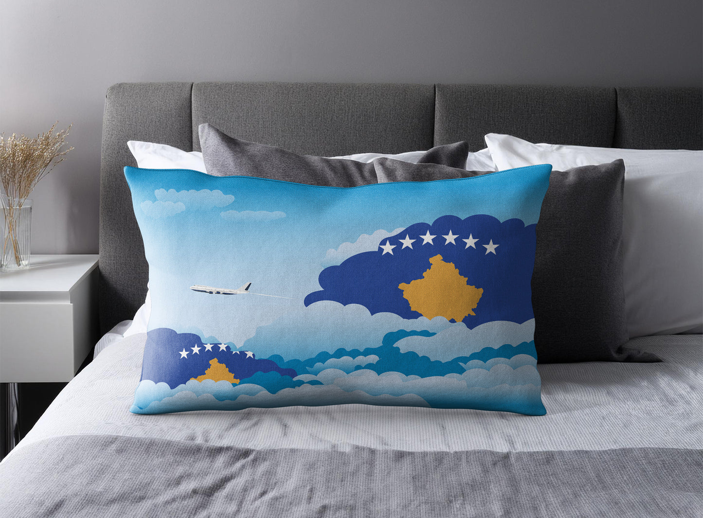 Kosovo World Airplane Day Clouds Square & Rectangle Pillow Cases | Aviation Decorative Pillow Covers
