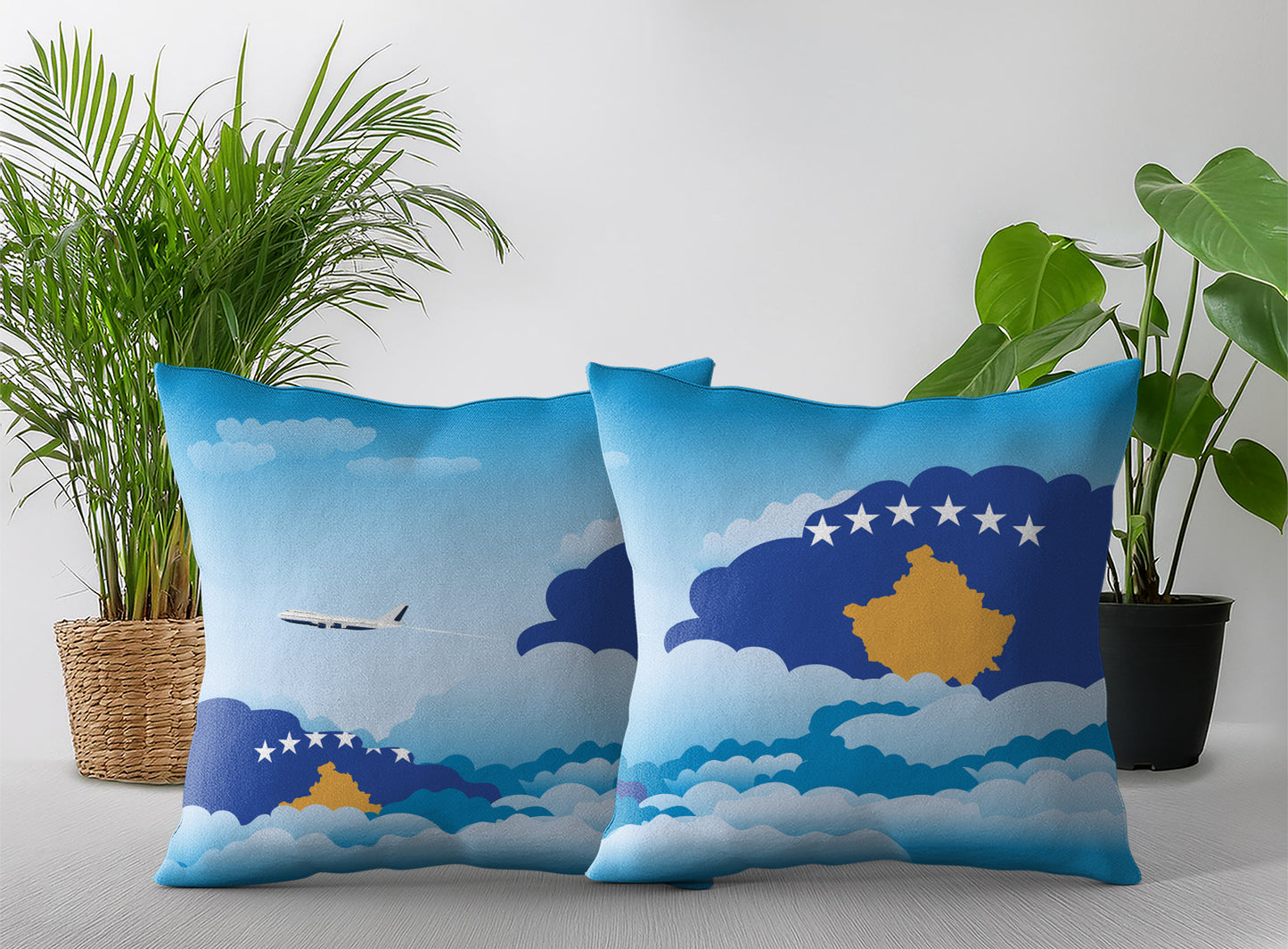 Kosovo World Airplane Day Clouds Square & Rectangle Pillow Cases | Aviation Decorative Pillow Covers