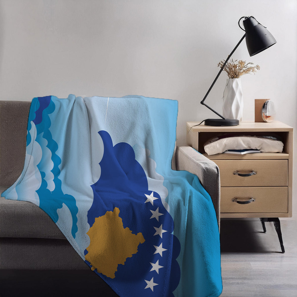 Kosovo Day Clouds Blankets & Throws | Soft Premium Blankets | City Posters Plus