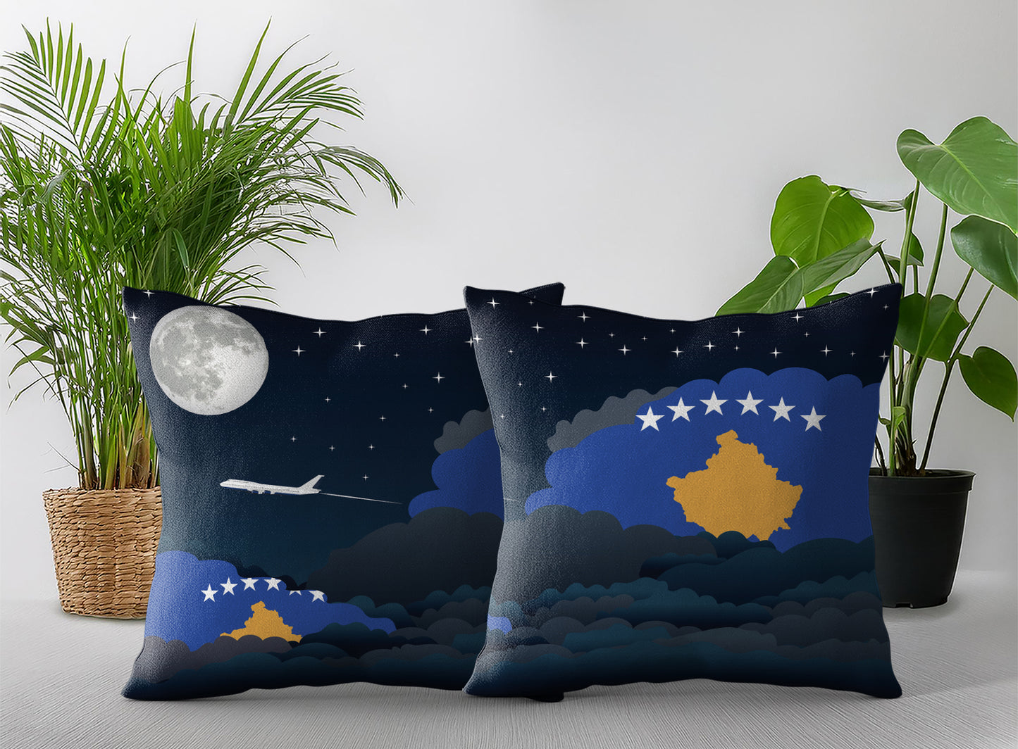 Kosovo Night Clouds Pillow Case and Pillow Throw